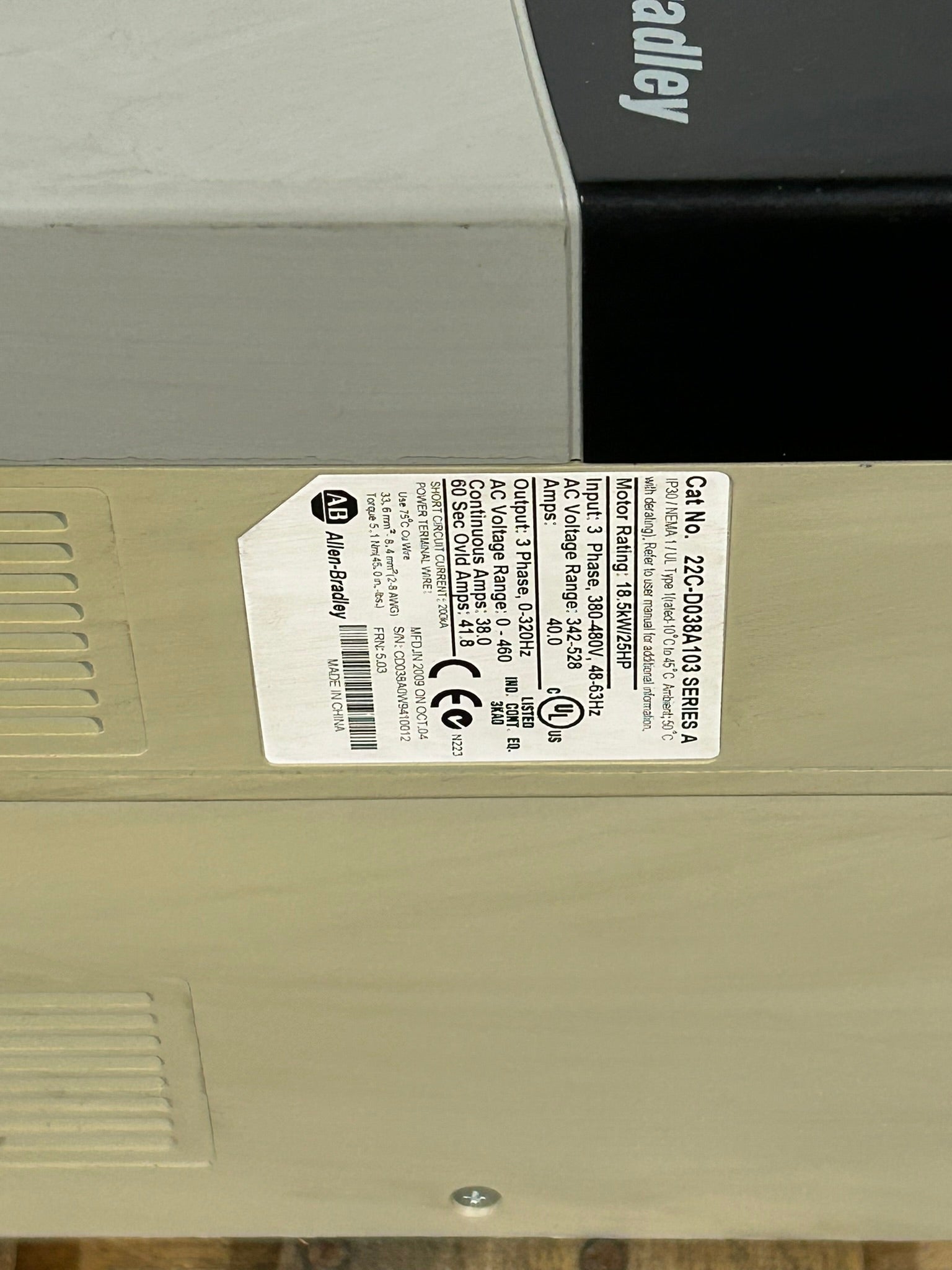 Allen Bradley 22C-D038A103 PowerFlex 400 AC Drive Series A