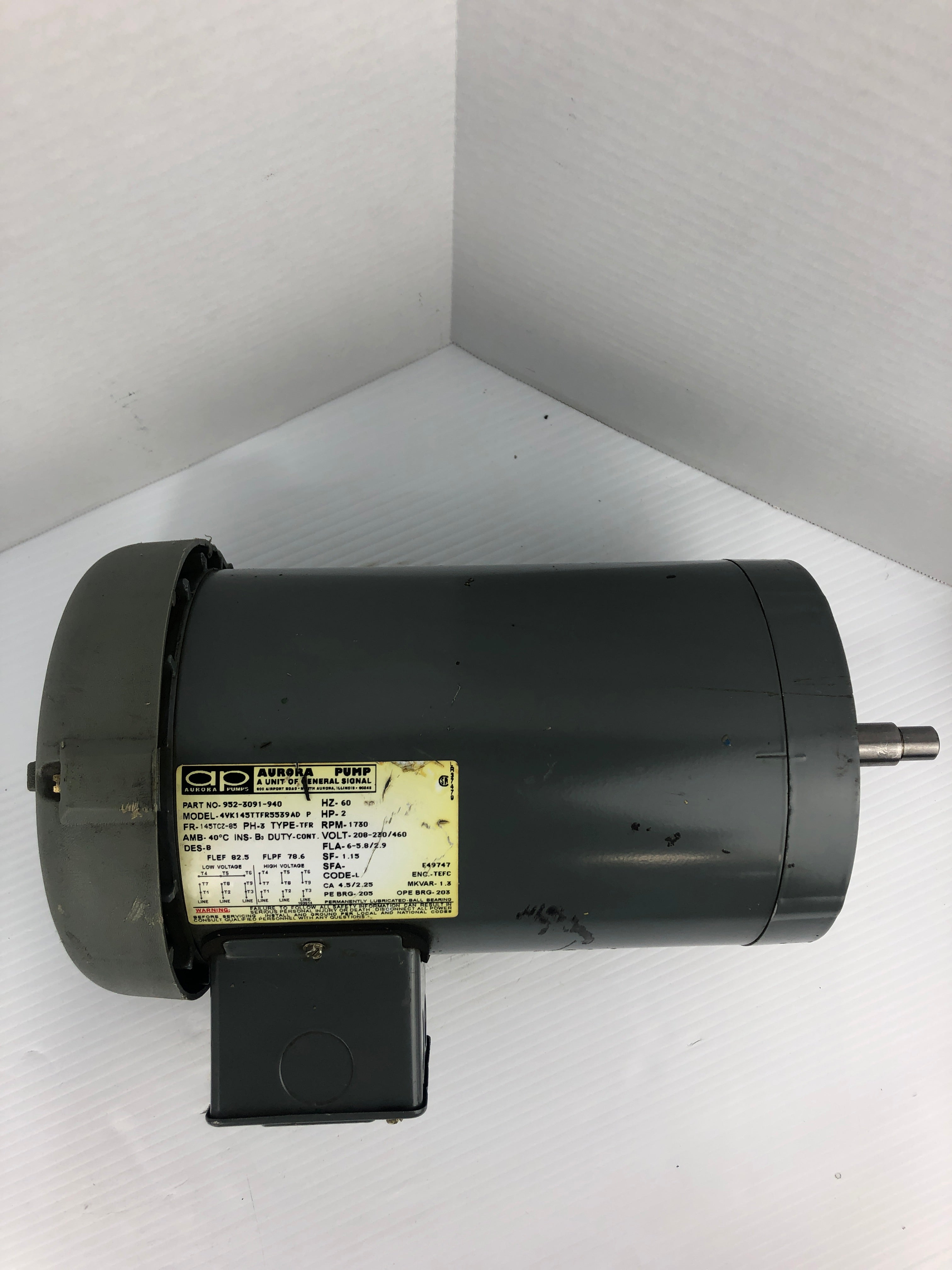 Aurora Pumps 952-3091-940 Motor TRF 2HP 1730 RPM 3PH