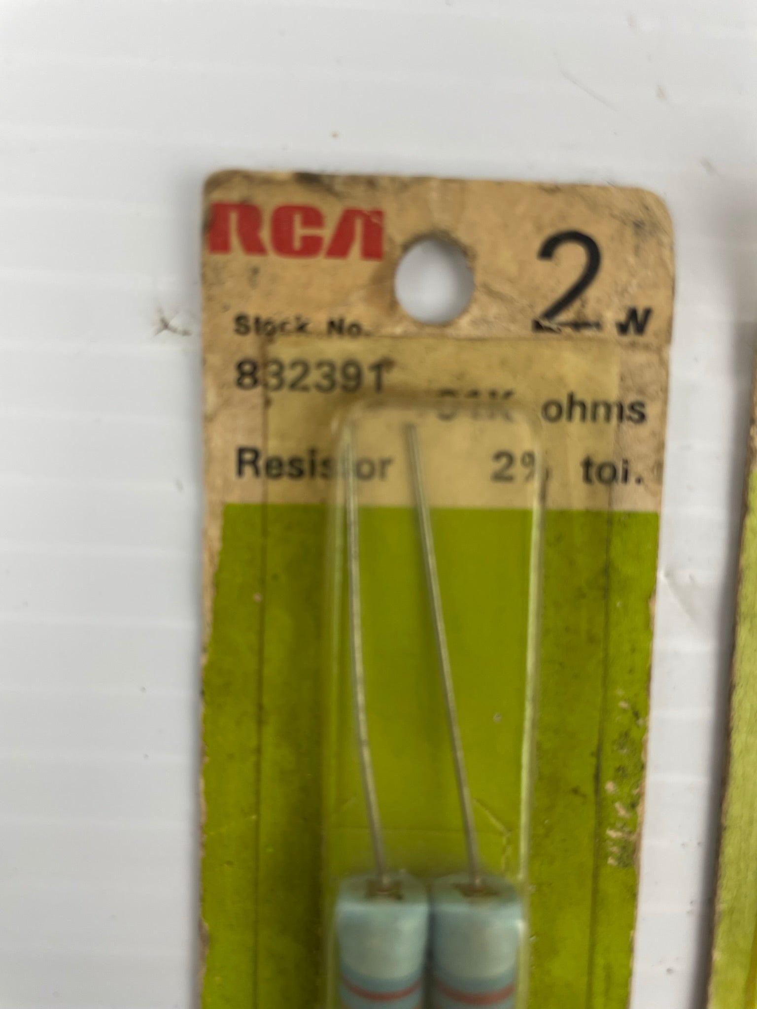 RCA Resistor Lot of 7 Resistors 2W 2% tol. 832251 5.1K 832268 6.8K 832391 91K