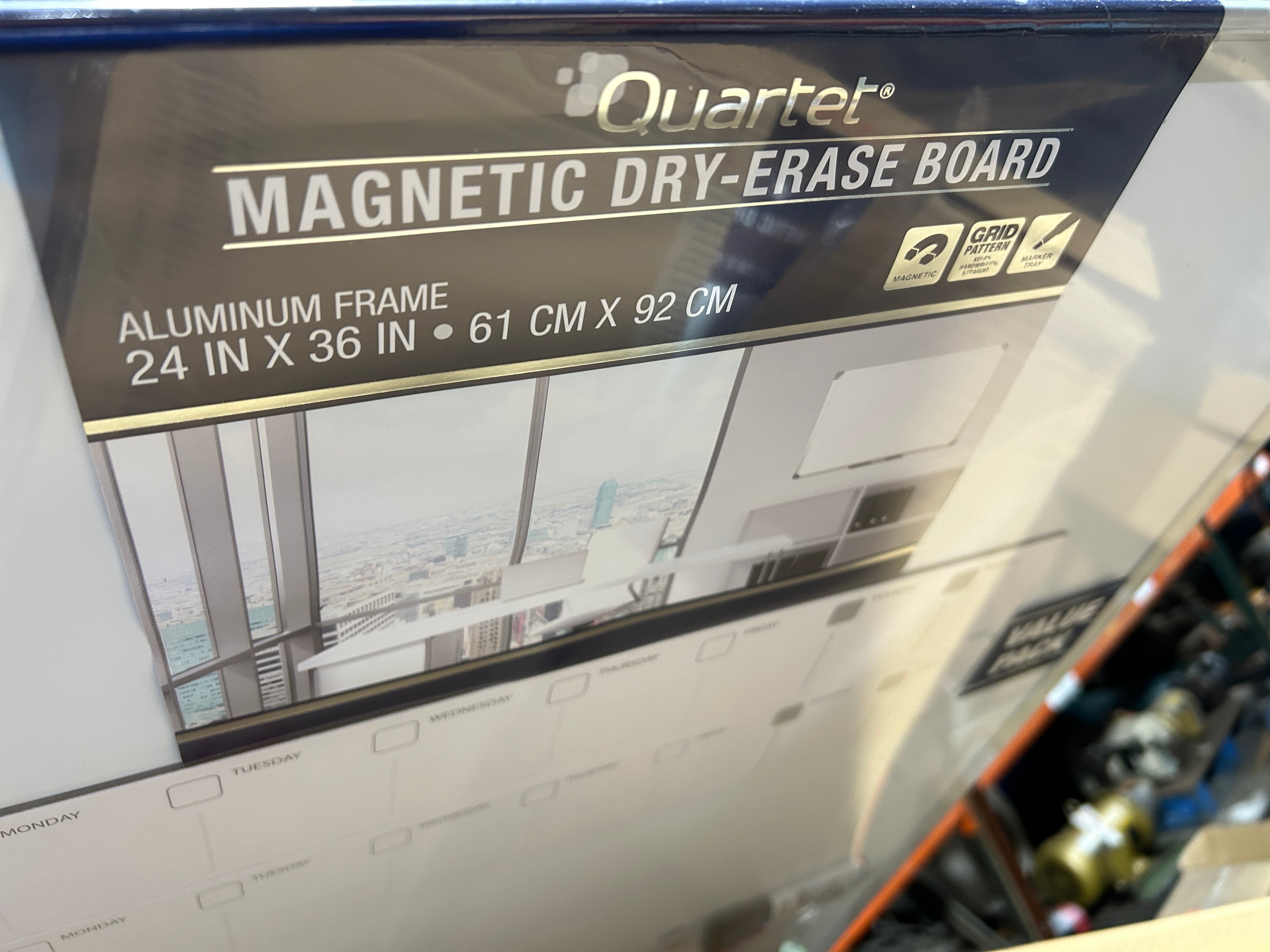 Magnetic Dry Erase White Board 24" x 36" with Markers, Magnets & Weekly Calendar