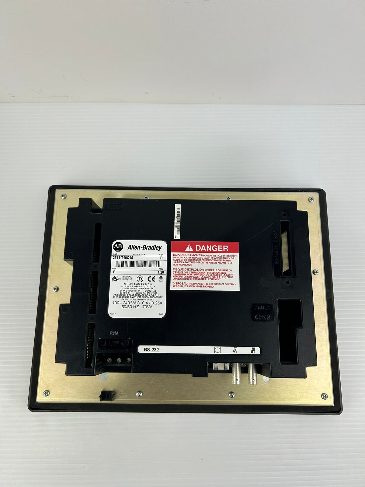 Allen-Bradley 2711-T10C15 PanelView 1000 Touch Screen HMI 10" Ser D Rev B TESTED