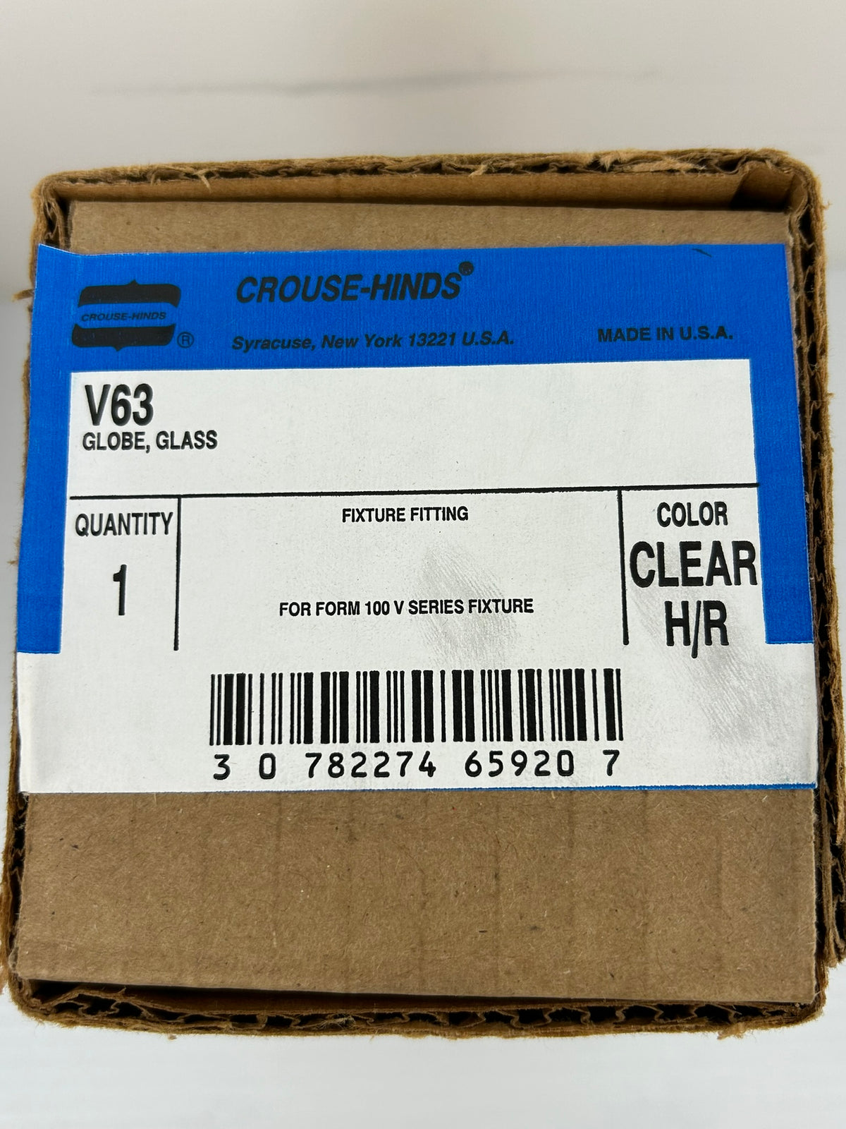 Crouse Hinds V63 Clear Glass Globe Fixture Fitting 6-3/4" H x 3.25" OD Lot of 2