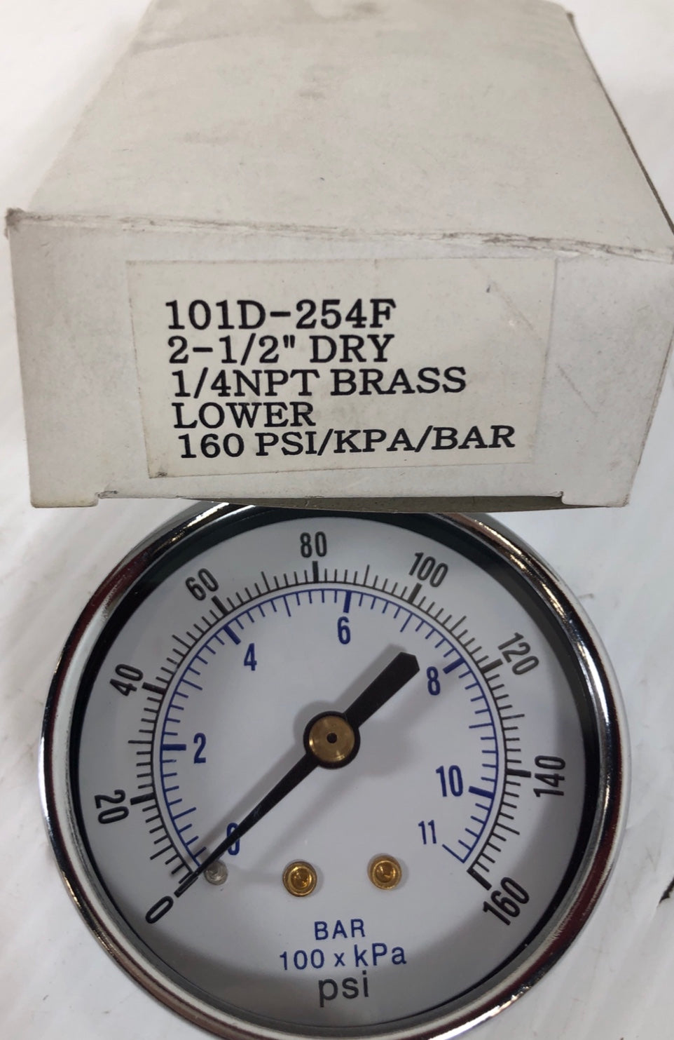 Pressure Gauge 2-1/2" Dry 1/4 NPT 160 PSI 101D-254F