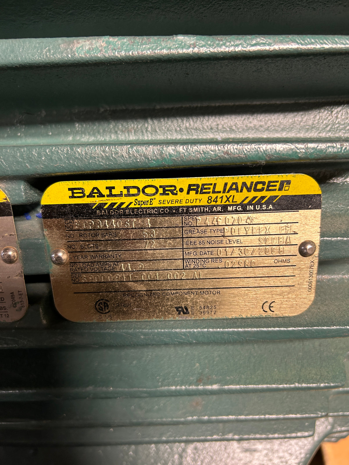 Baldor Reliance 150HP 1765RPM 3PH 841XL ECP84406T-4 Super-E Severe Duty Motor