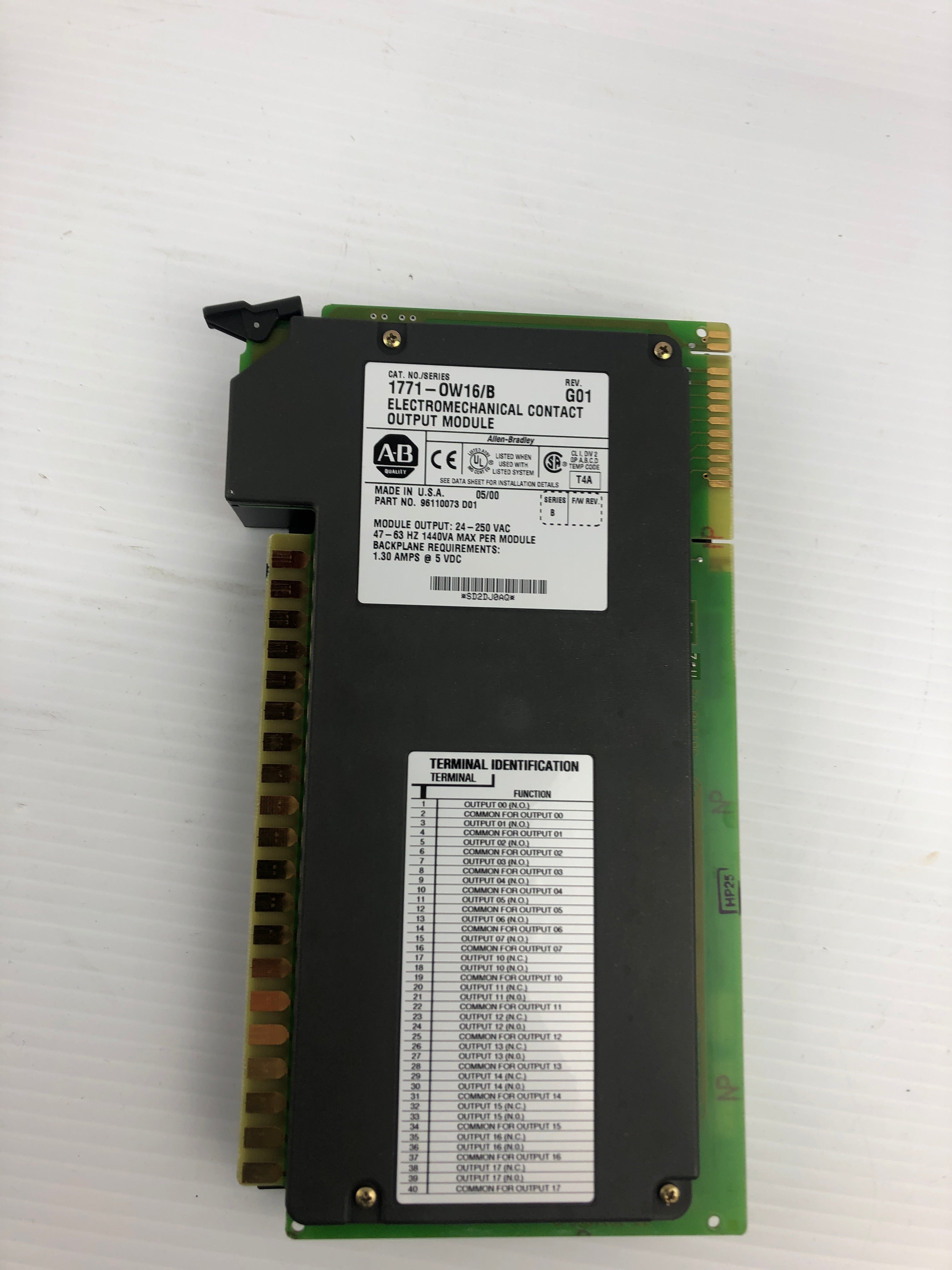 Allen Bradley 1771-0W16/B Electromechanical Contact Output PLC Module 1746-OW16