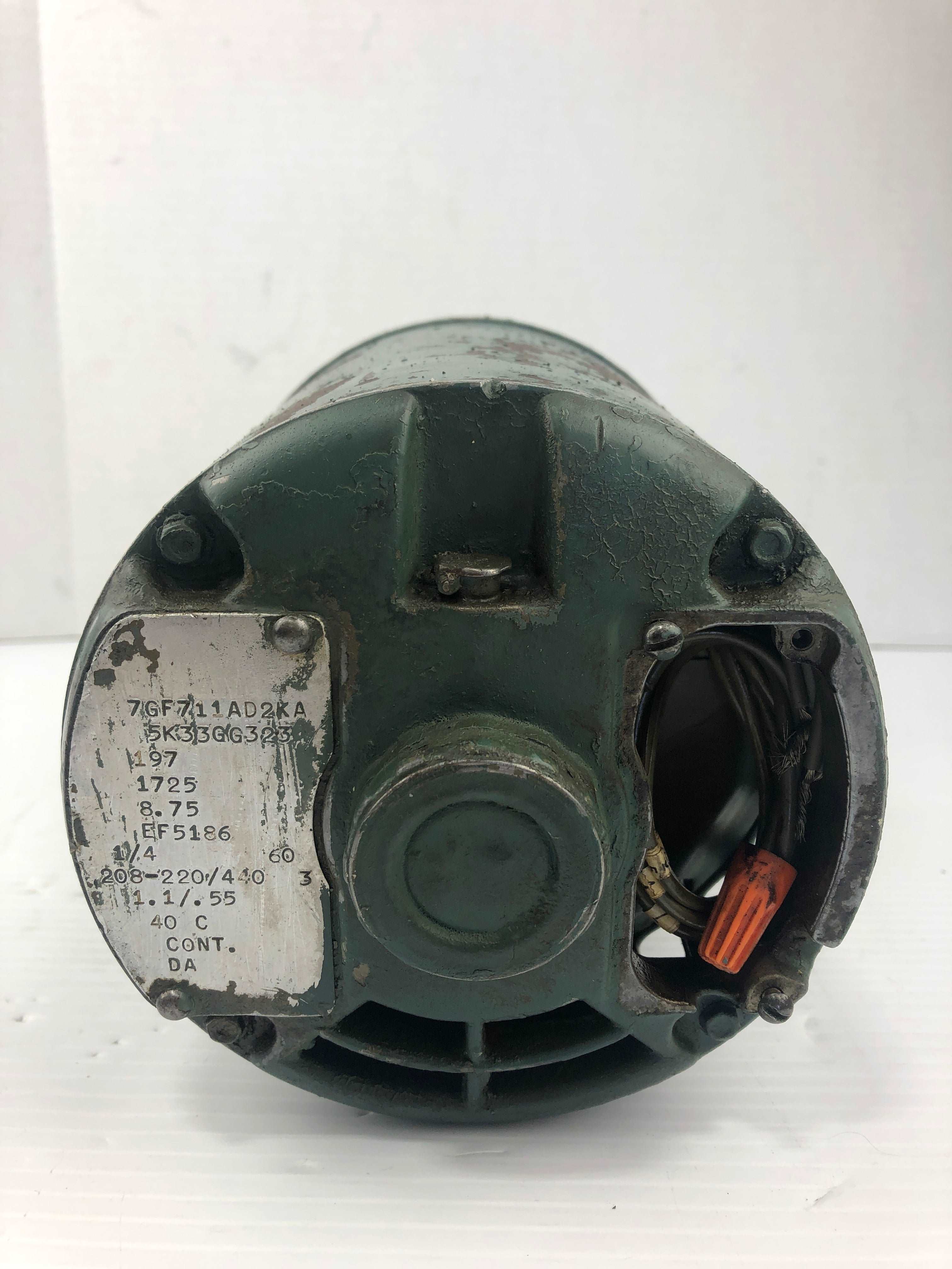 1/4HP Gearmotor 7GF711AD2KA 1725RPM 3PH 208-220/440V 1.1/.55A 60Hz 5K33GG323