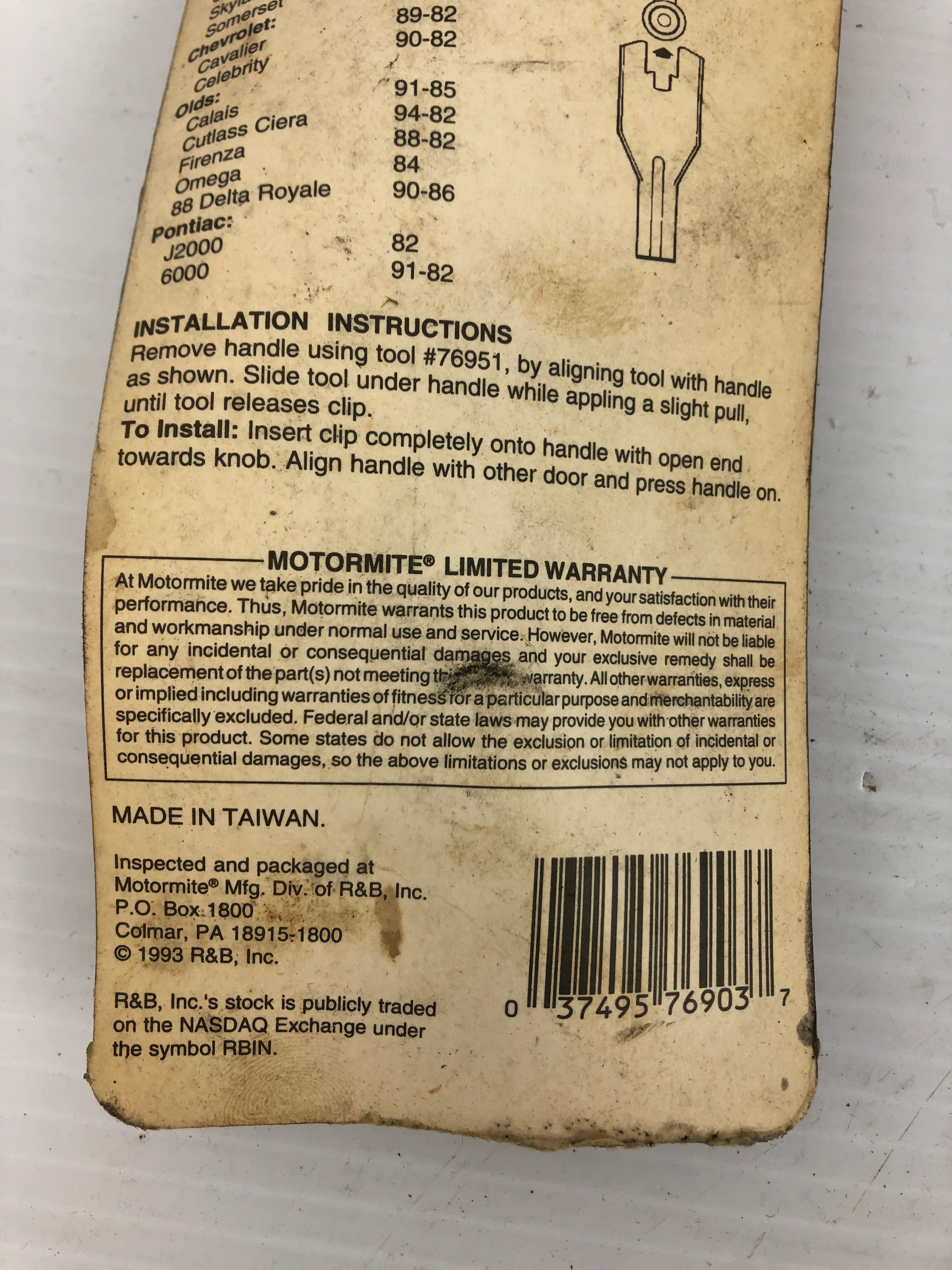 Help! 76903 Interior Window Handle - For GM