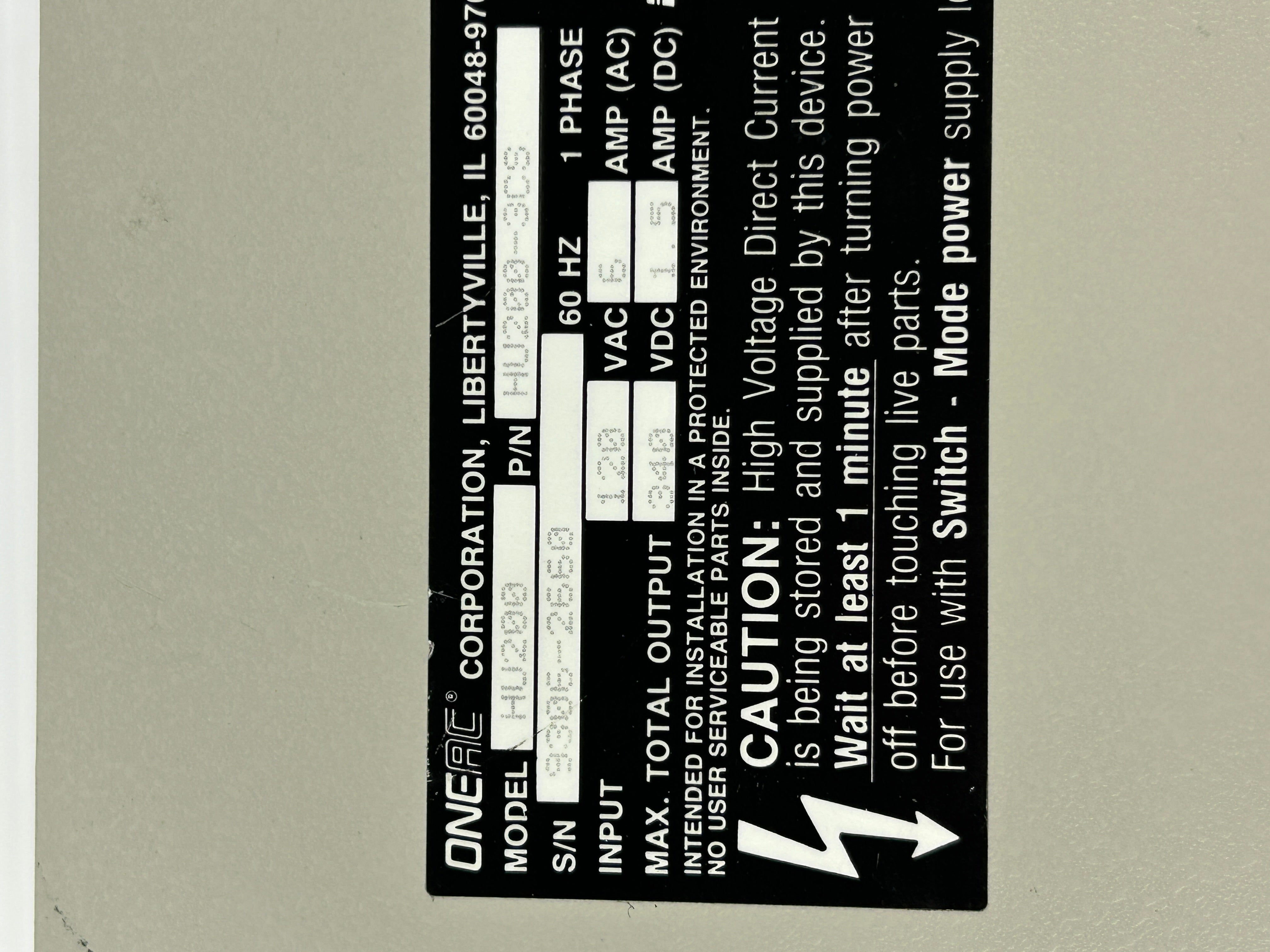 OneAC HU200 Ride-Through Power Source Power Supply Hold Up HU200-3CS