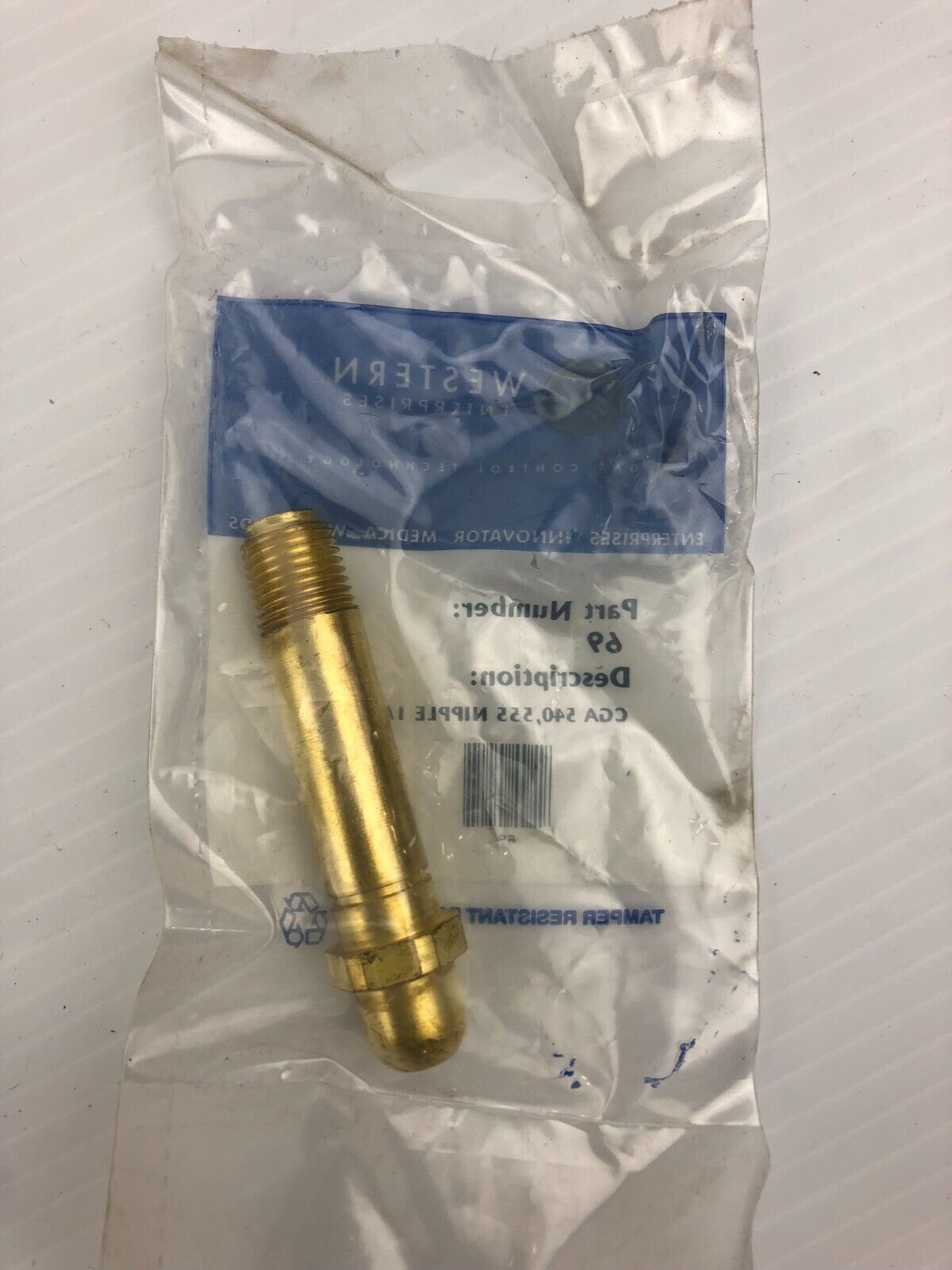 Western Enterprises 69 CGA 540 555 Nipple 1/4MPT"