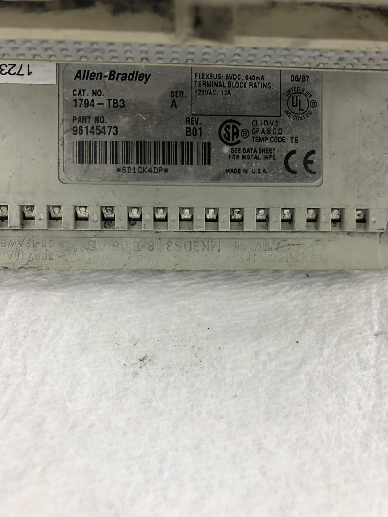 Allen-Bradley 1794-TB3 Terminal Base Series A 96145473