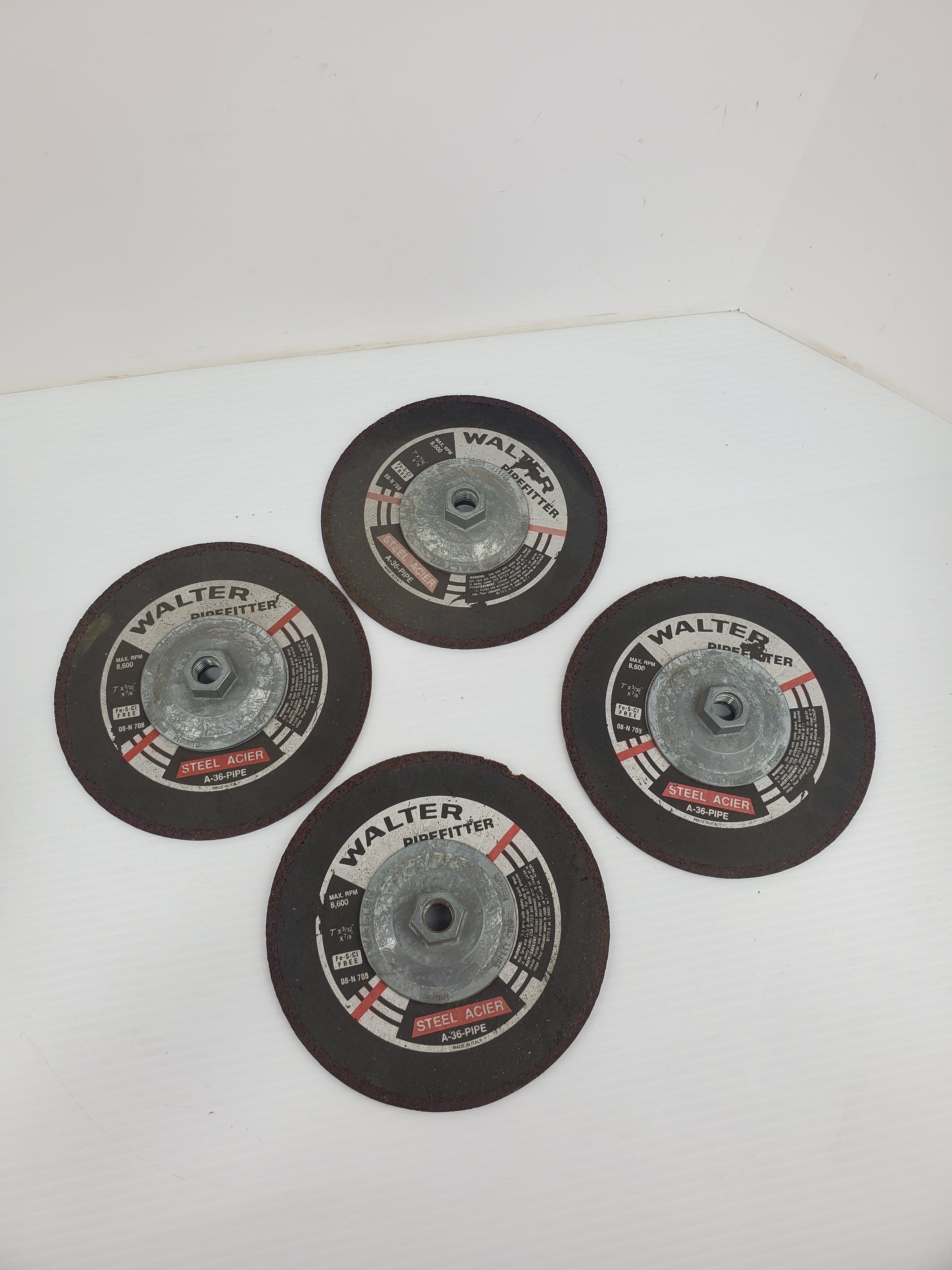 Walter A-36-PIPE Steel Acier PipeFitter Grinding Wheel 7x3/32x7/8" - Lot of 4