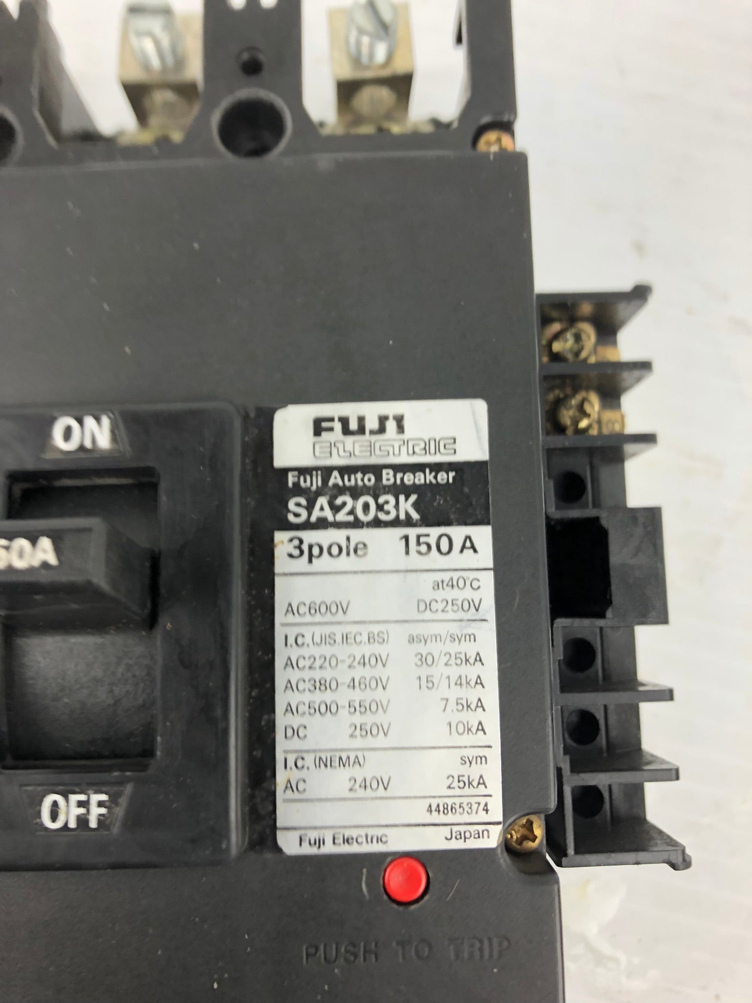 Fuji Electric SA203K Circuit Breaker 150A 3 Pole