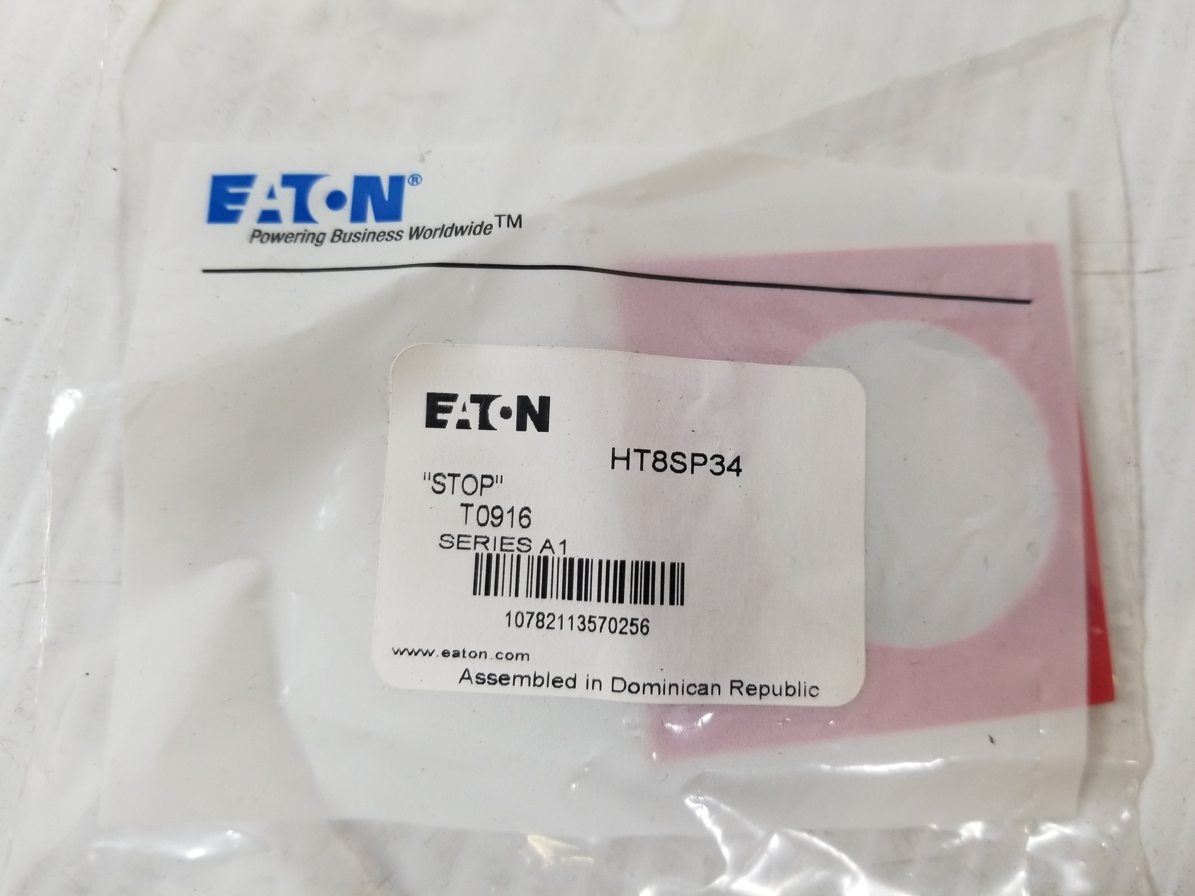 Eaton HT8SP34 Pushbutton Label "Stop" T0916 Series A1