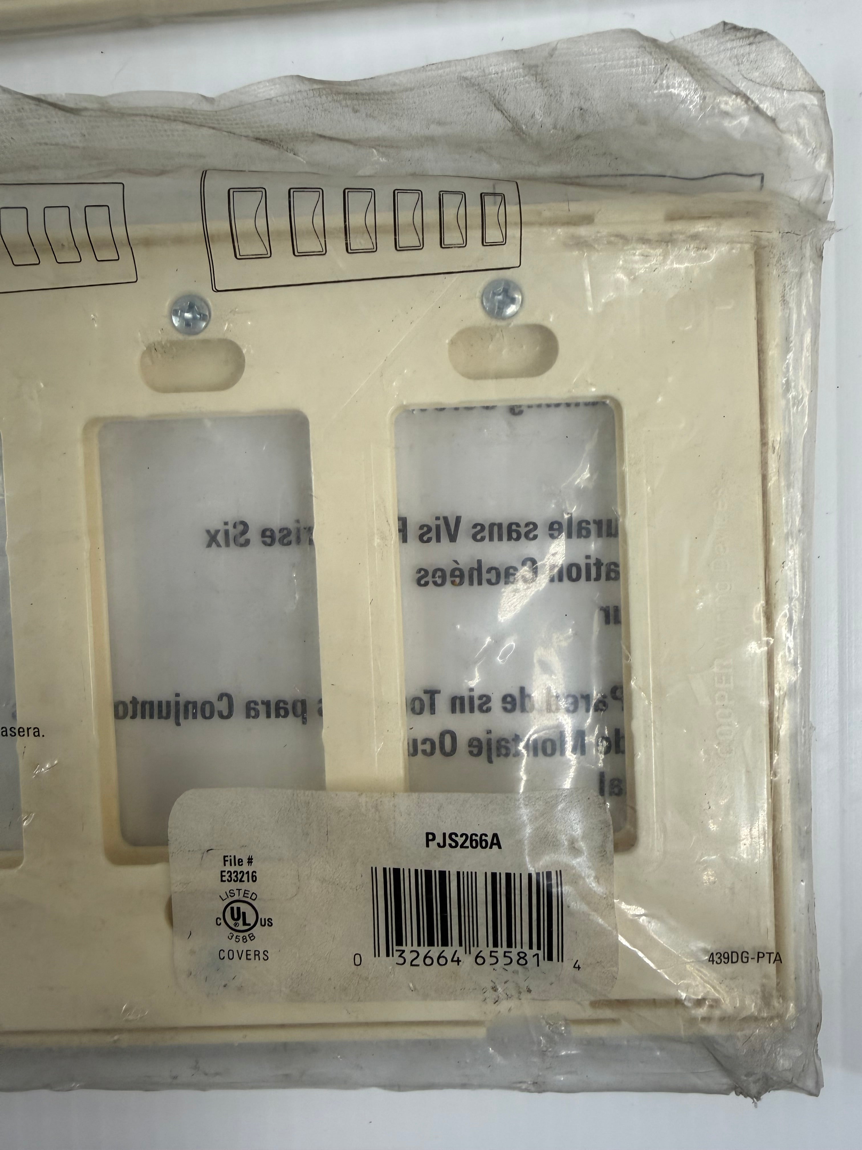 Cooper Wiring 6-Gang Screwless Wallplate Lot of 2 PJS266A