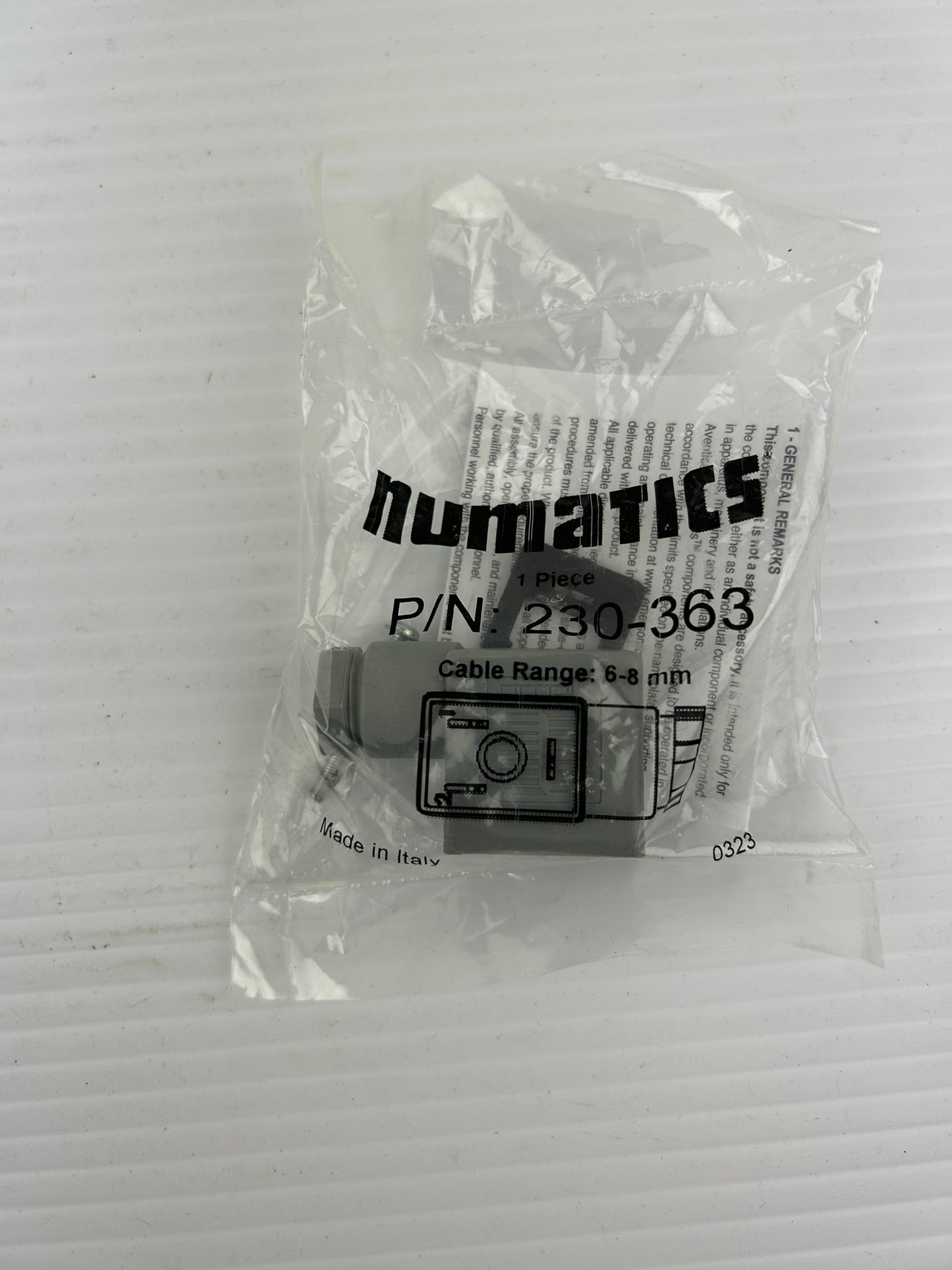 Numatics 230-363 Grey Solenoid Coil Connector Cable Range 6-8mm - Lot of 12