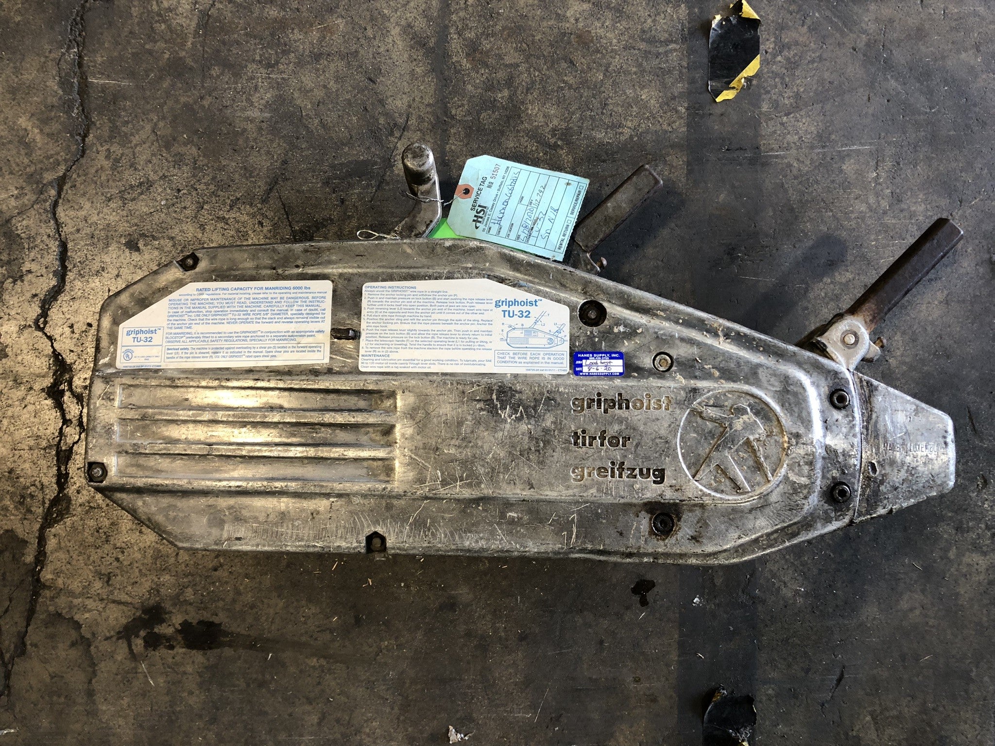 Tirfor Griphoist TU-32 Grip Hoist 6000 lbs.