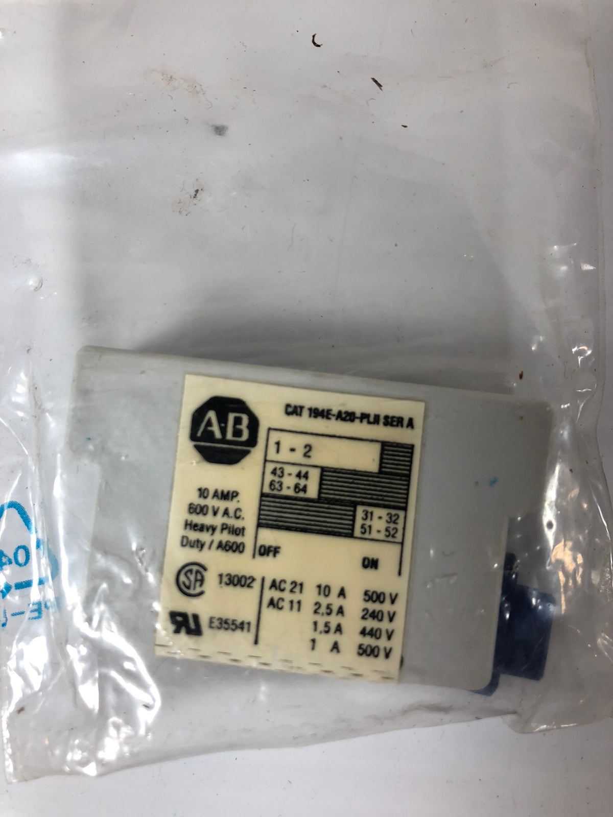 Allen-Bradley 194E-A20-PL11 Series A 10 Amp 600 VAC - Shipping from US
