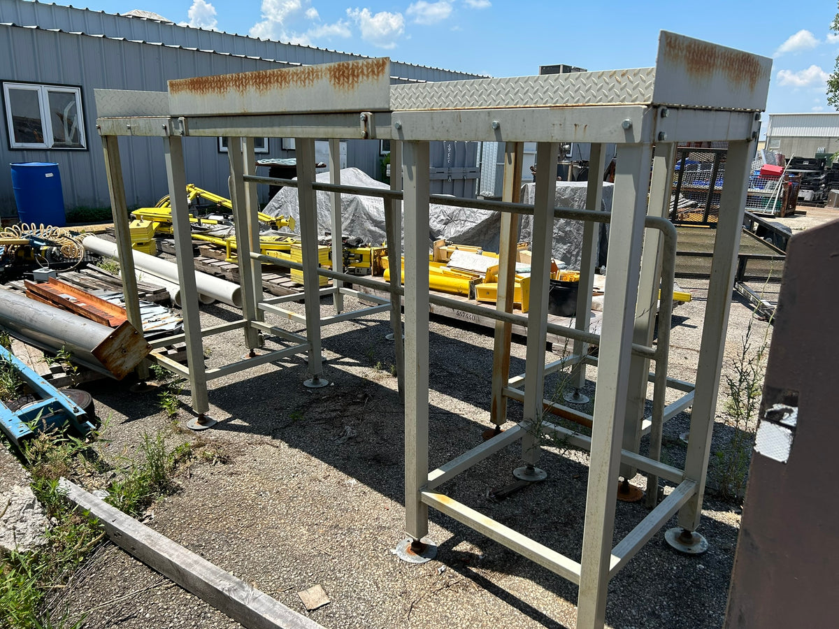 (2) Steel Platforms with Railing from Conveyor Assembly 9'9.5" x 31.5” x 5.5'