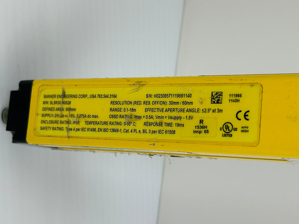 Banner SLSR30-900Q8 EZ Screen Safety Light Curtain 900mm 0.1-18m 24VDC