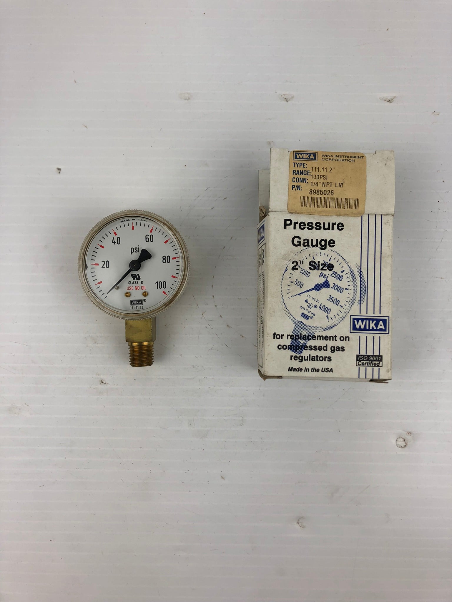WIKA 8985026 Pressure Gauge 2" Size 1/4" NPT LM Class V (0-100)