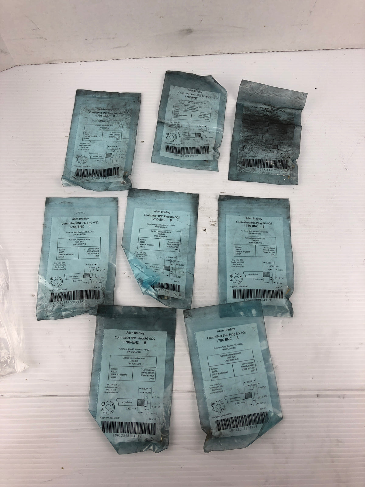 Allen Bradley 1786-BNC ControlNet BNC Plug RG-6QS Series B - Lot of 8