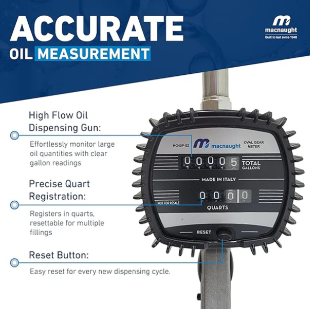 Mechanical Meter Oil Dispensing Gun 1/2" NPT Macnaught HG40P-02