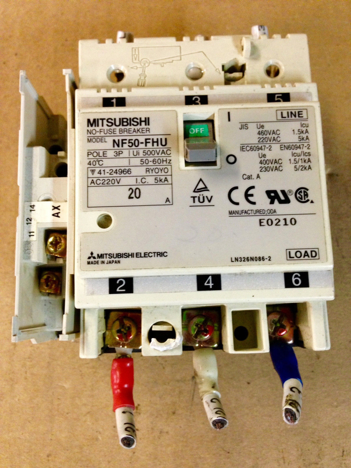 Mitsubishi NF50-FHU No Fuse Breaker 3 Pole 50/60Hz