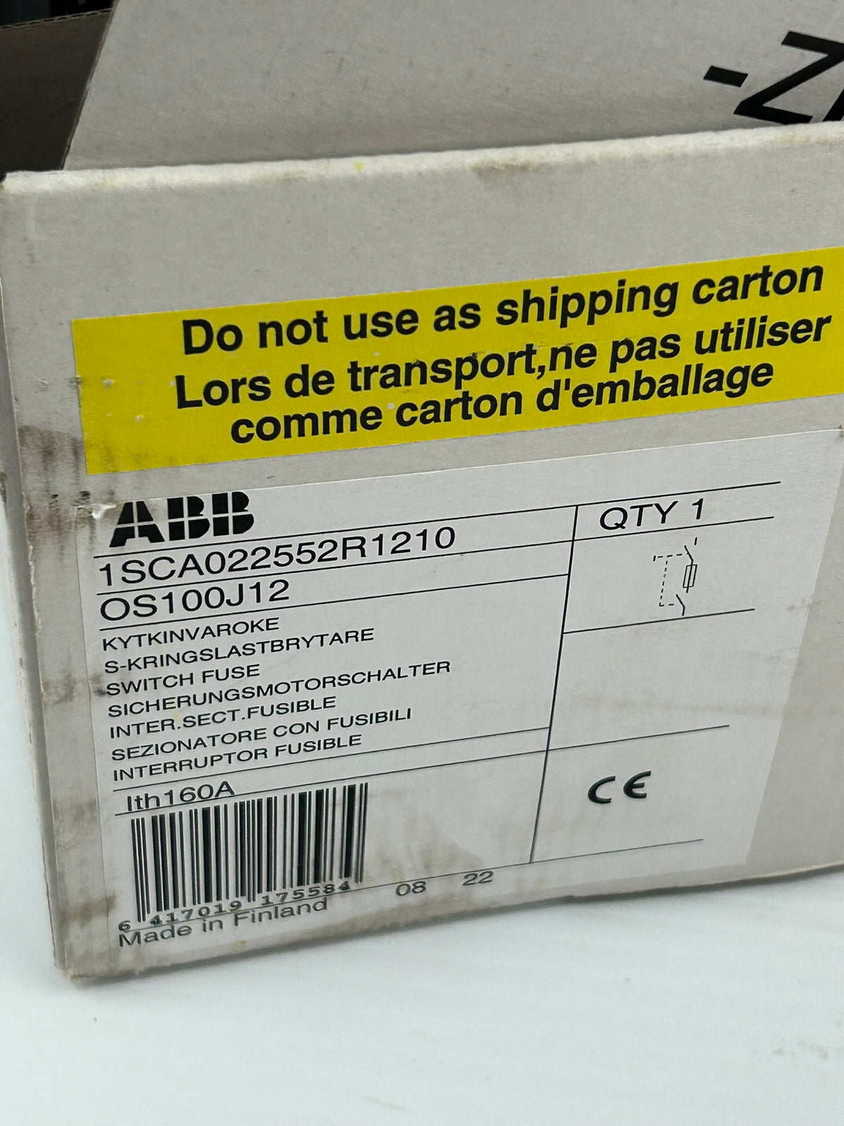 ABB 1SCA022552R1210 Fusible Switch OS100J12
