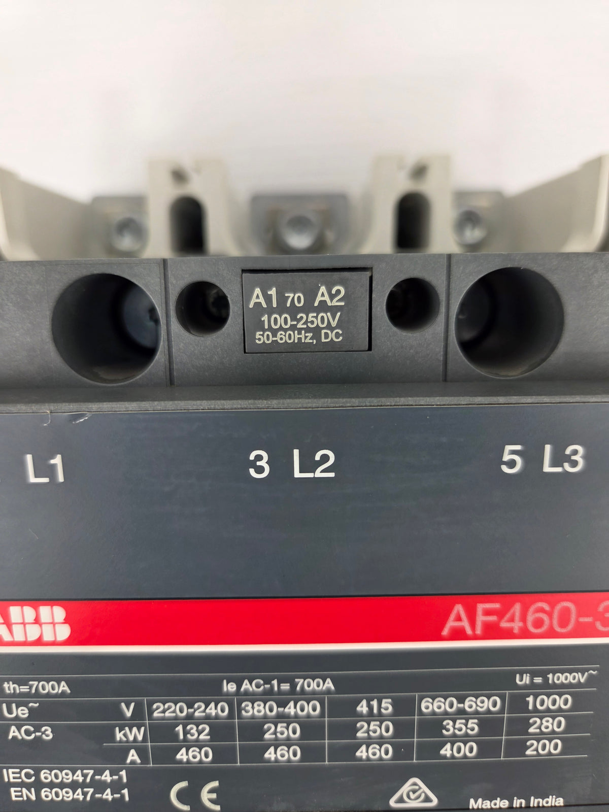 ABB AF460-30 Contactor 460A AC-3 700A AC-1 3 Pole 100-250V AC/DC Coil 600V
