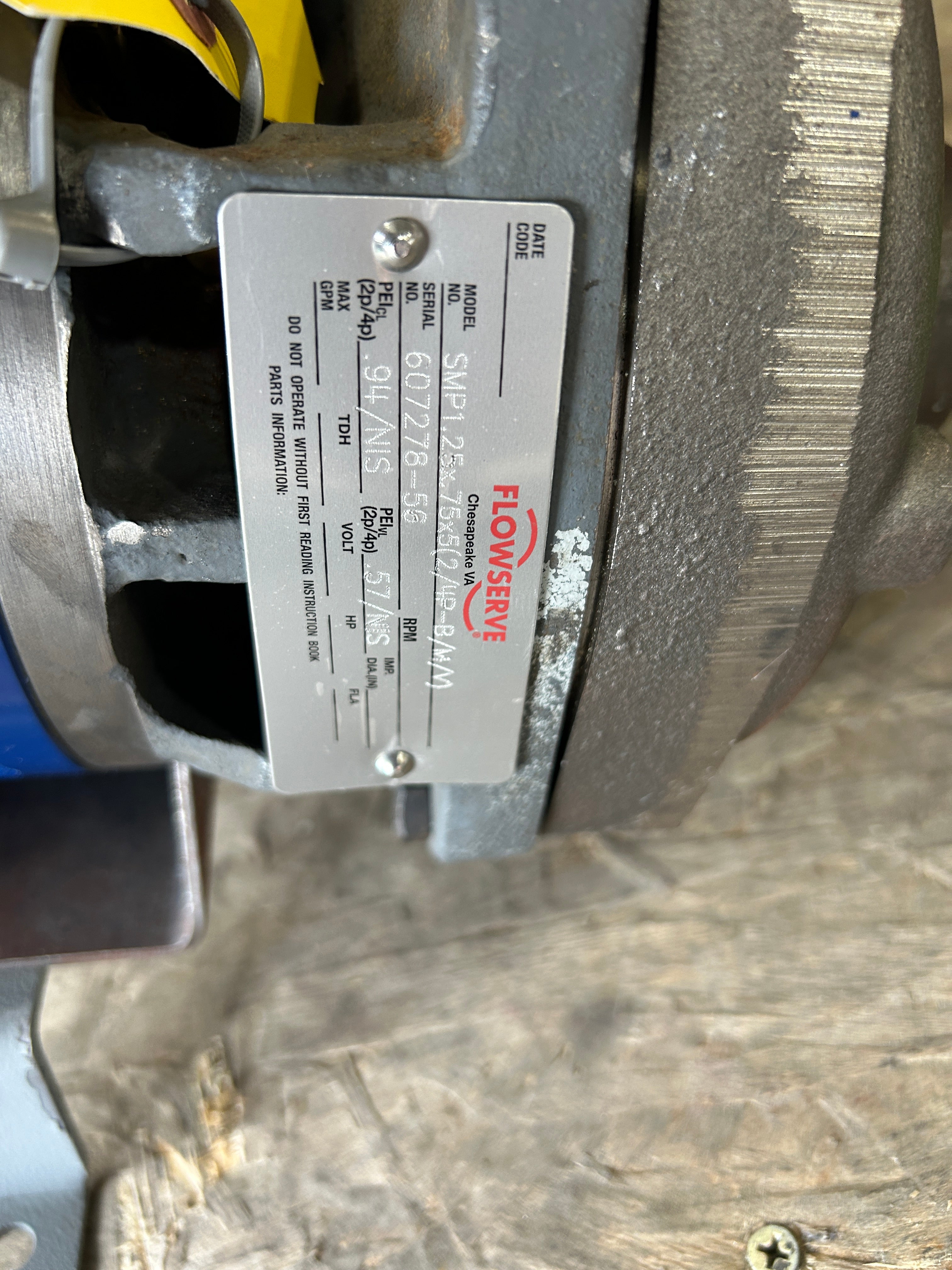 Flowserve SMP1.25X.75X5 (2/4P-B/M/V) Pump with Westinghouse AEGHPE Motor