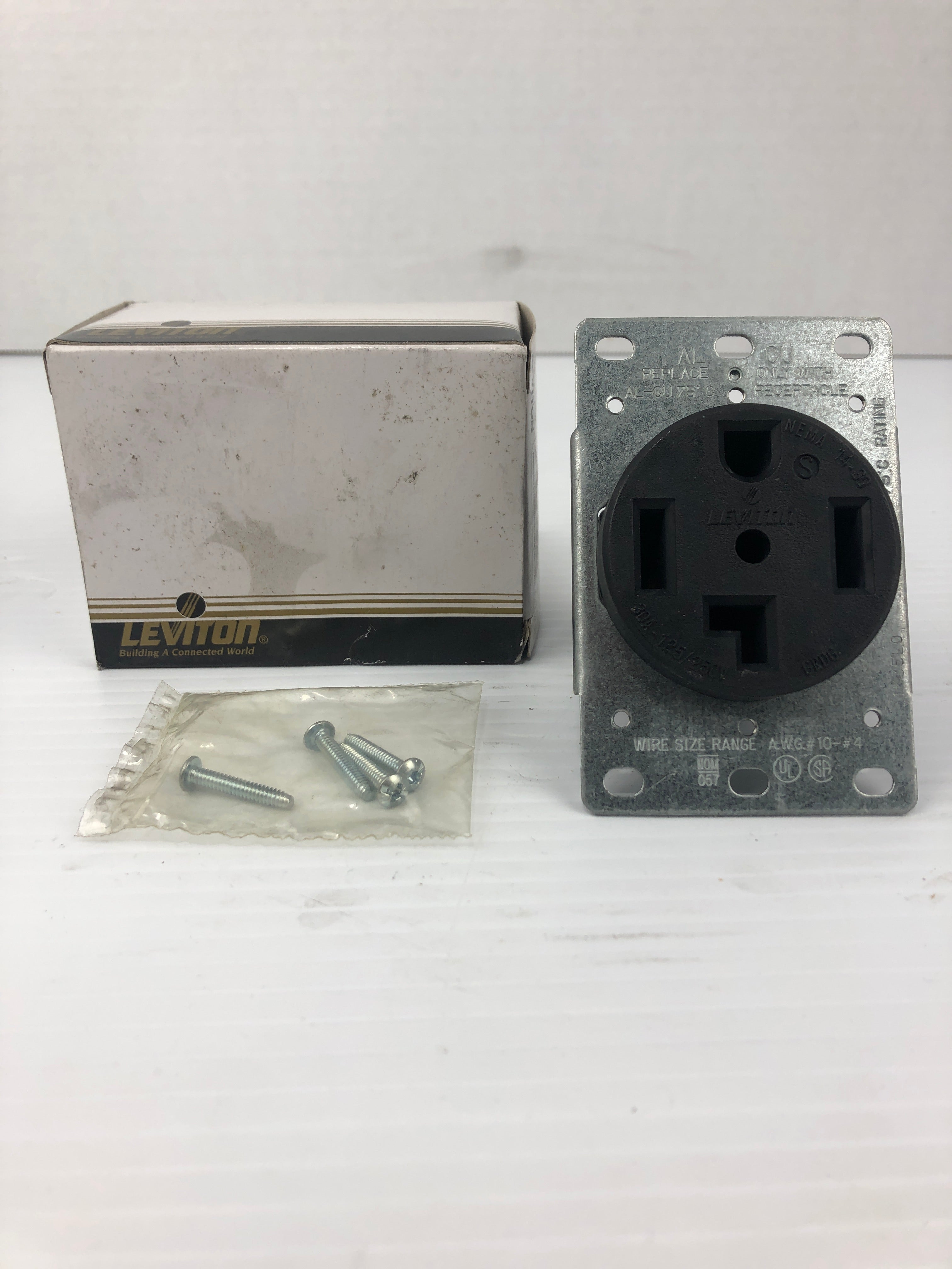 Leviton 278 Grounding Power Outlet 3P 4-Wire 30A Flush Mount Black - Lot of 2