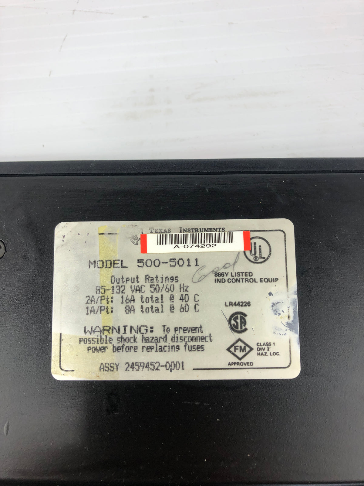 Texas Instruments 500-5011 Output Module Assembly 85-132VAC 16A 2459452-0001