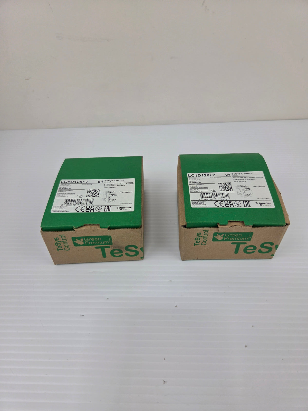 Schneider LC1D128F7 TeSys D Control Contactors 25A 4P 110VAC 2NO 2NC - Lot of 2