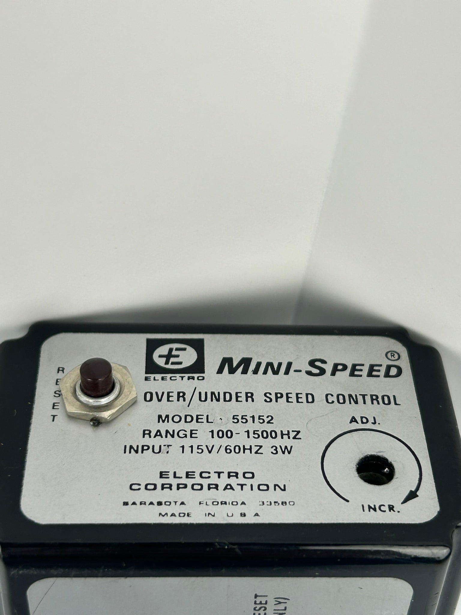 Electro 55152 Mini-Speed Over/Under Speed Control Relay 115V 3W 100-1500Hz