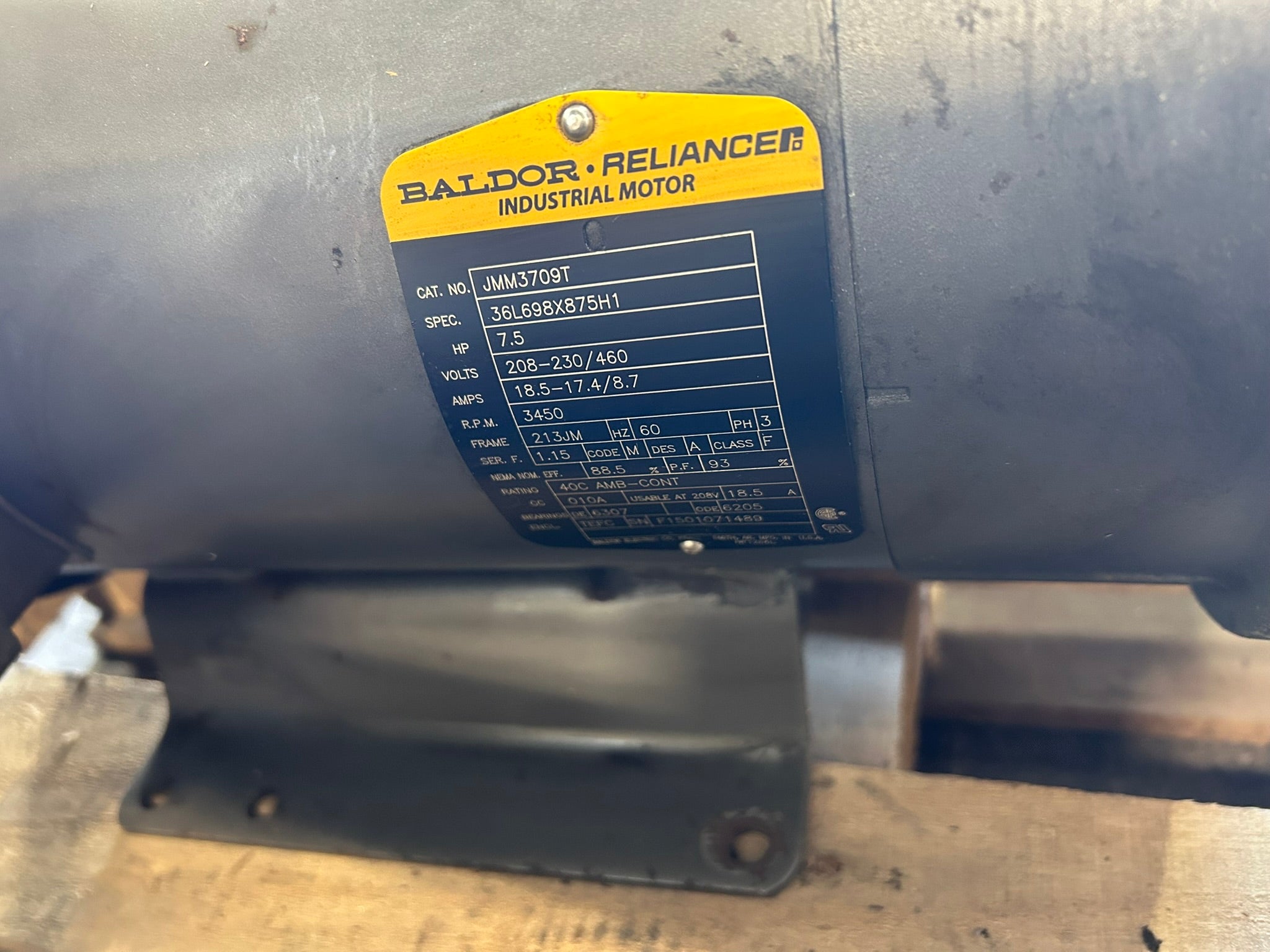 Baldor Reliance JMM3709T 7.5HP 3PH TEFC Electric Motor 208-230/460V 3450RPM