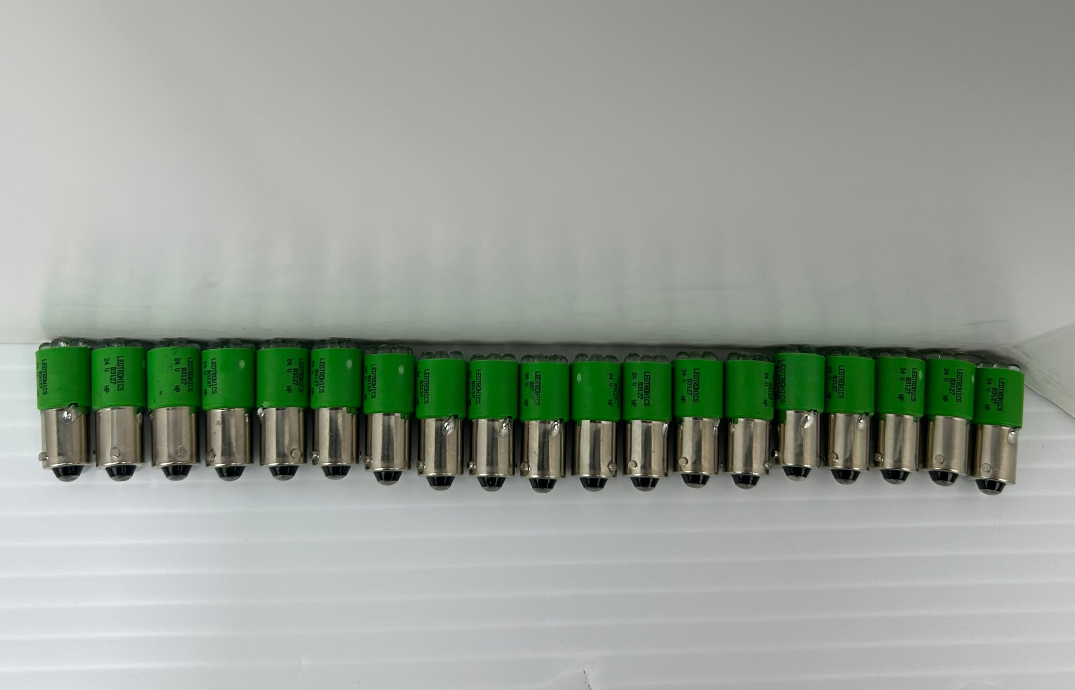 Ledtronics B3127 Mini Green LED Lamp Light Bulb 24V - Lot of 19