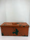 Vintage Metal Tool Box with Tray Orange Green 19" x 7'' x 8'' H