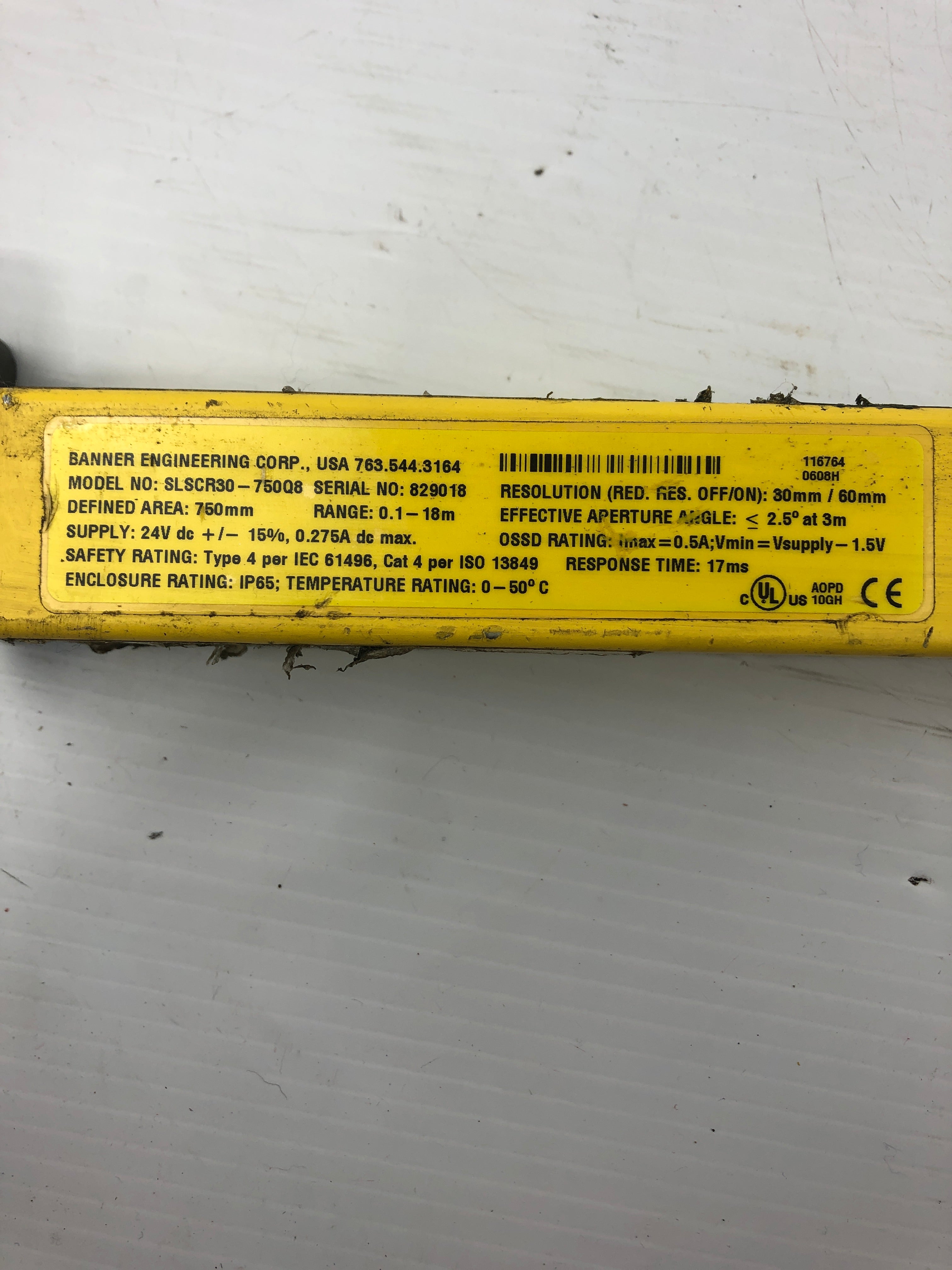 Banner EZ-Screen SLSCR30-750Q8 Safety Light Curtain Receiver