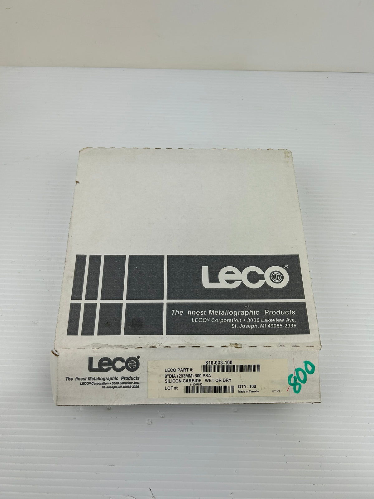 LECO 810-033-100 8" 800 Grit Silicon Carbide PSA Abrasive Discs 100 Count