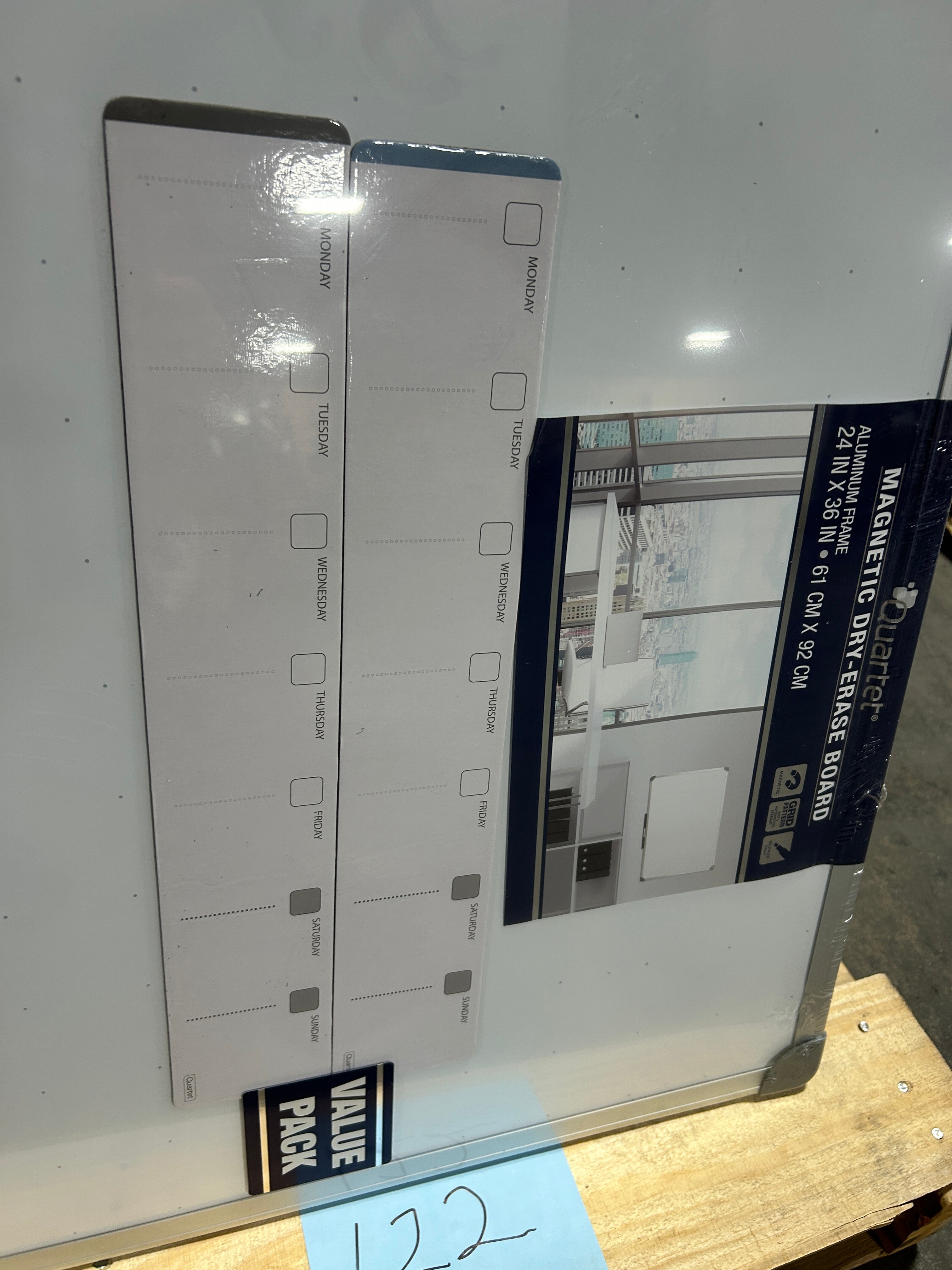 Magnetic Dry Erase White Board 24" x 36" with Markers, Magnets & Weekly Calendar