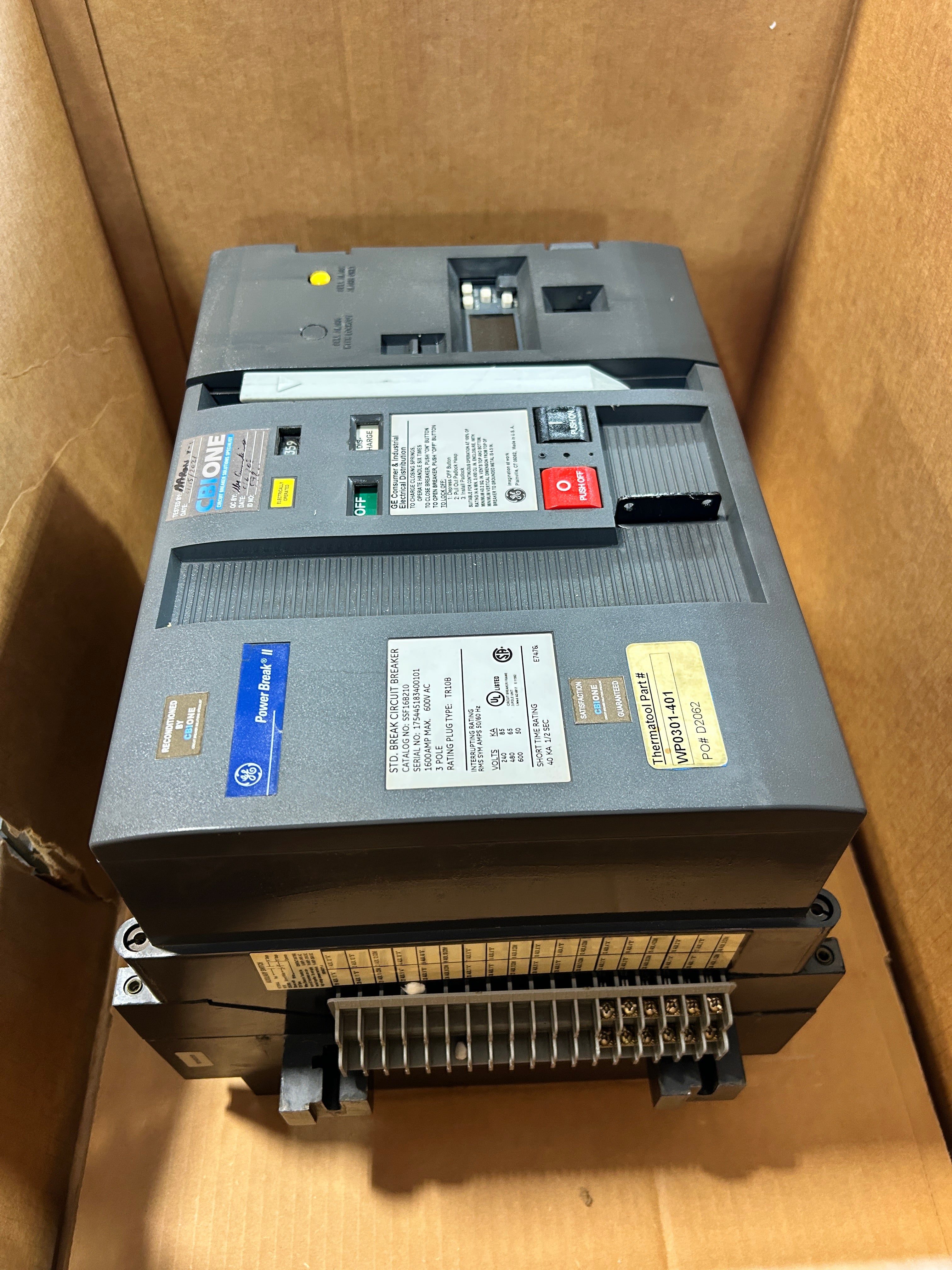 GE Power Break II SSF16B210 Circuit Breaker 1600A 600VAC 3 Pole TR10B