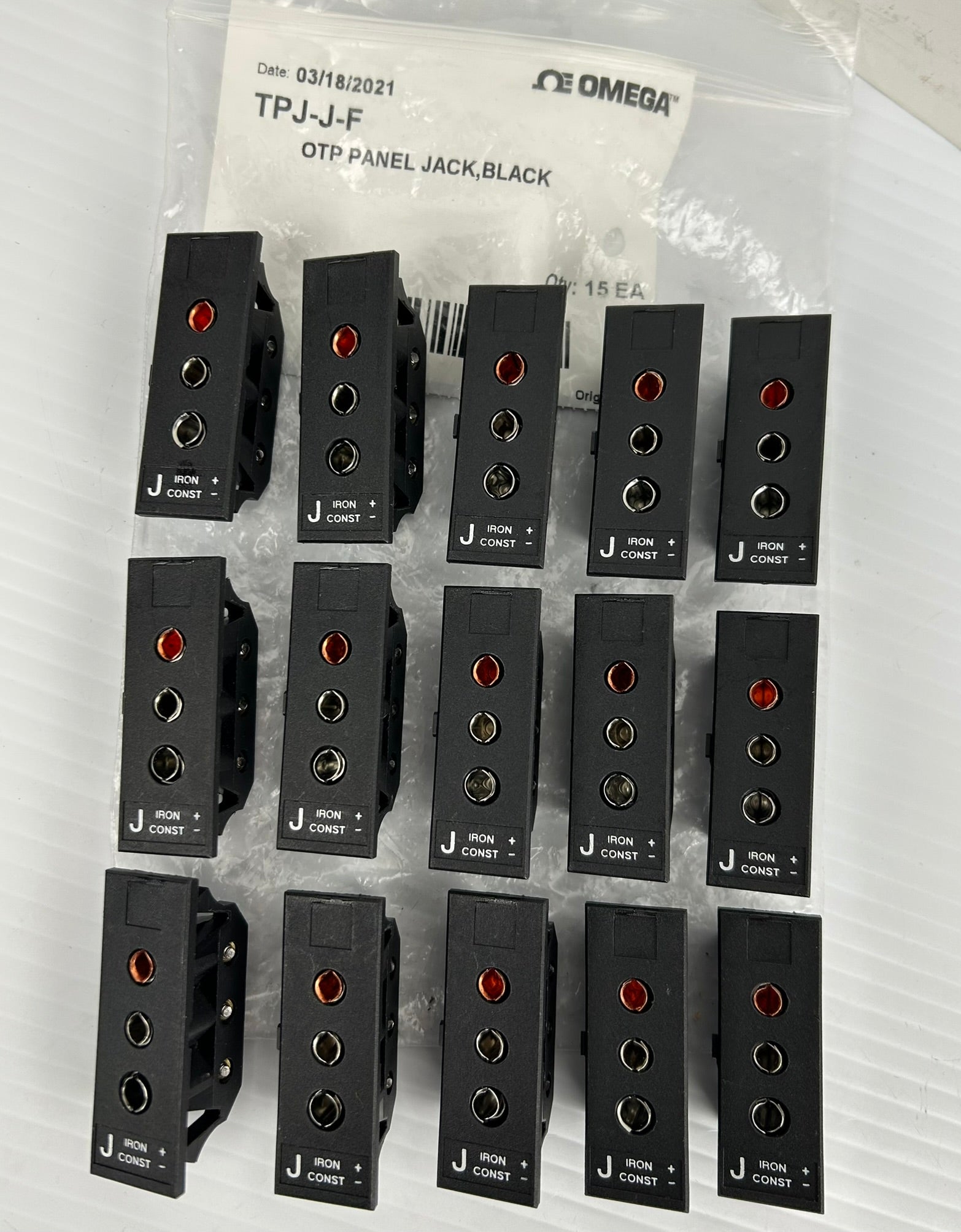 Omega TPJ-J-F OTP Panel Thermocouple Connector Jack Black - Lot of 15