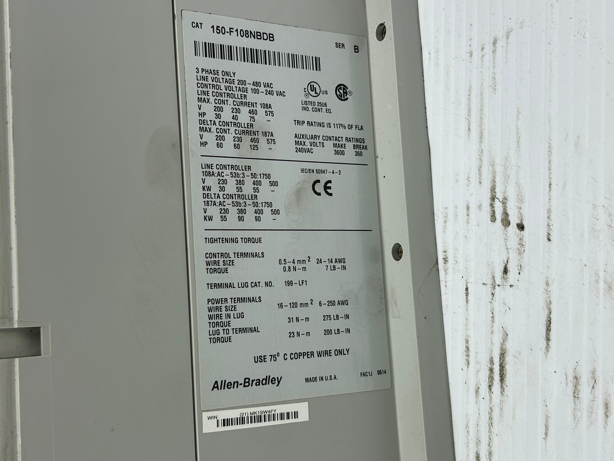 Allen Bradley 150-F108NBDB SMC-Flex Solid State Controller Series B