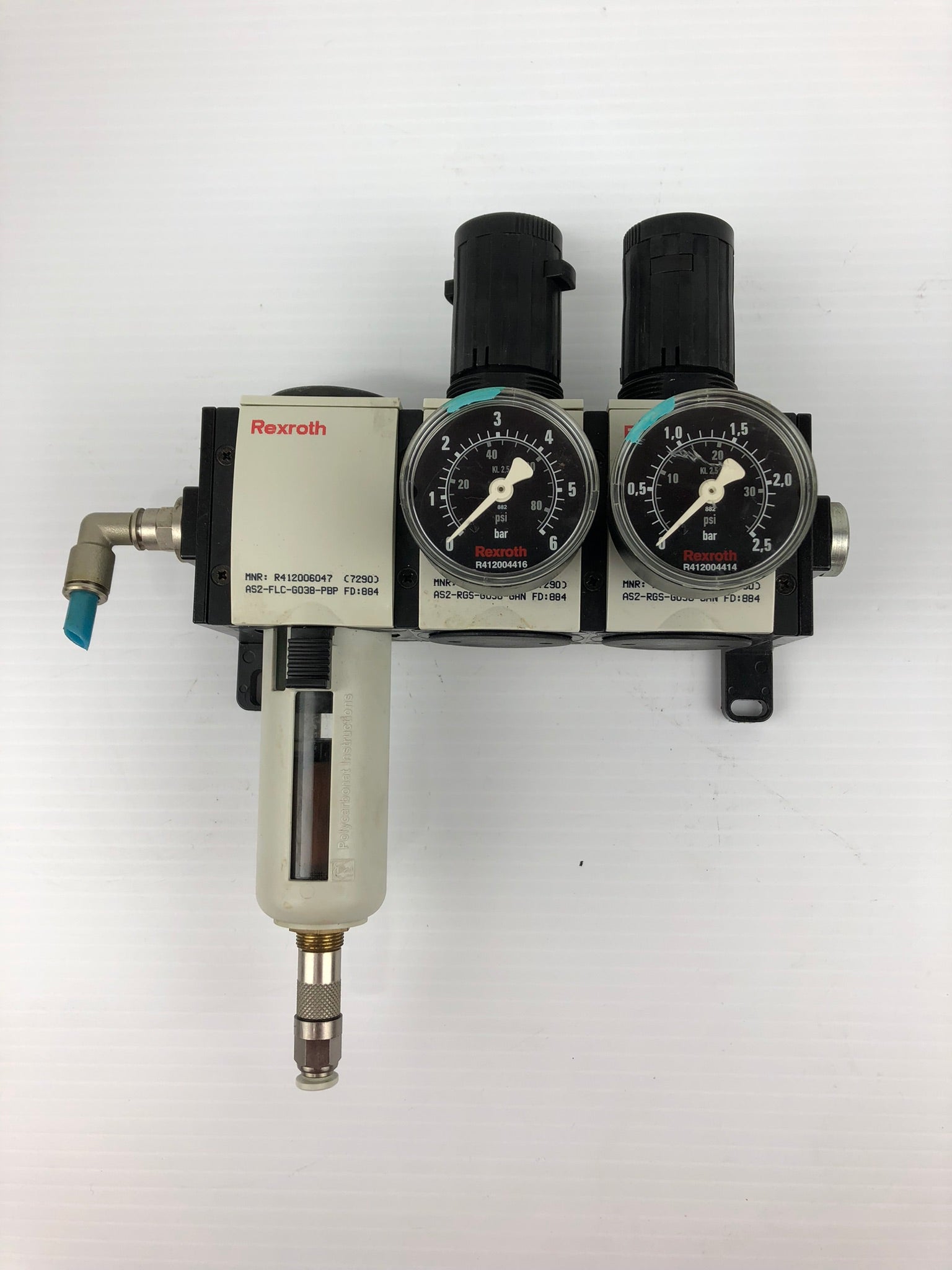 Rexroth Pneumatic Pressure System with Gauges and Lubricator AS2-RGS-G038-GAN