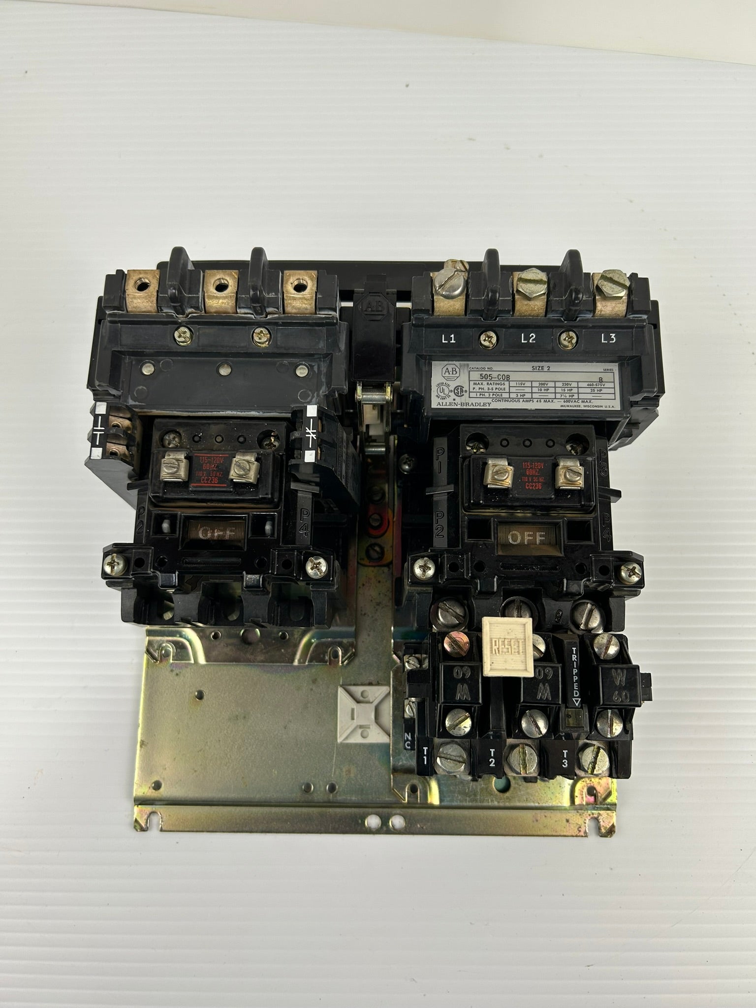 Allen Bradley 505-C0B Reverse Starter Assembly Series B Size 2 with 595-A
