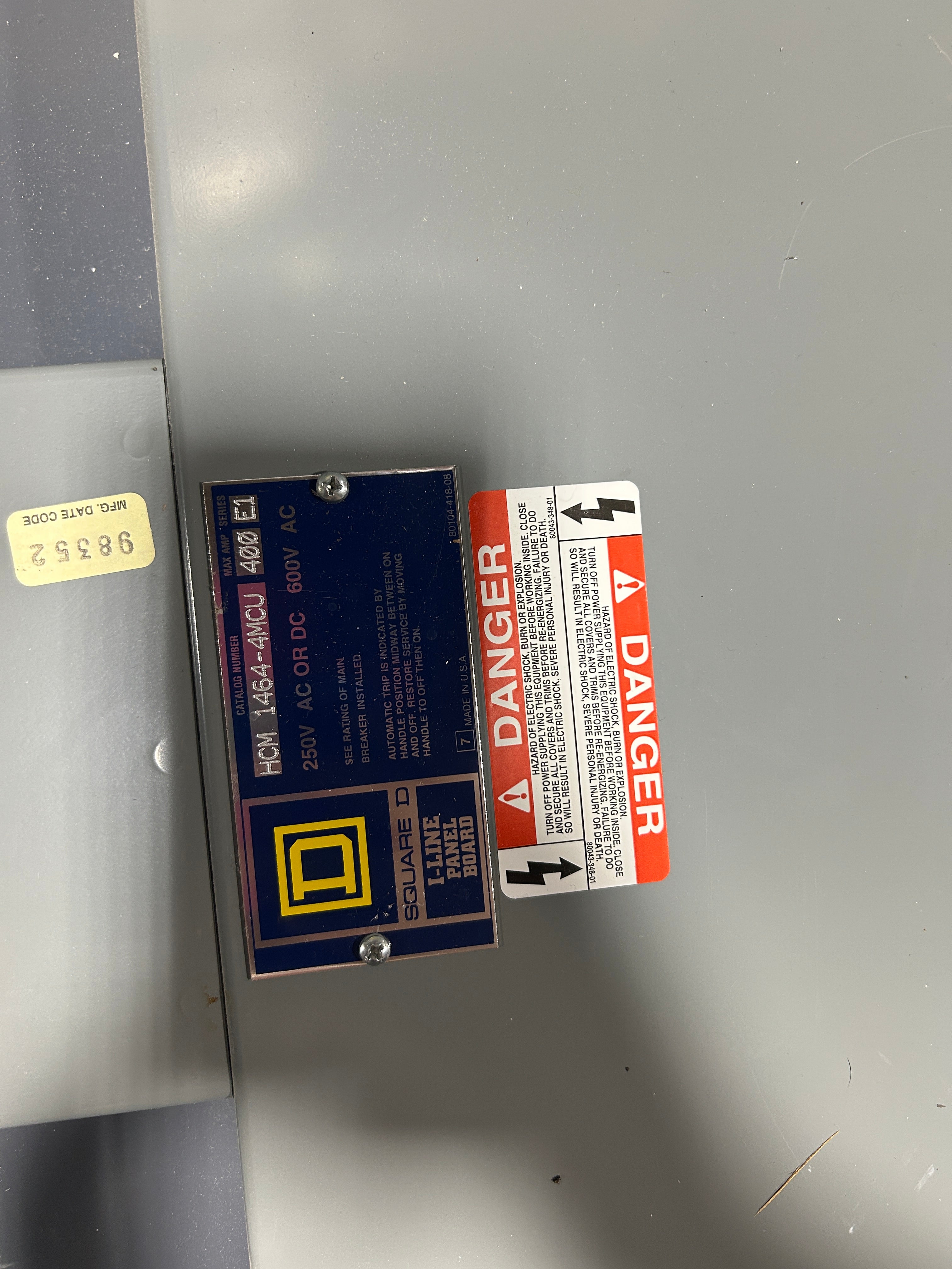 Square D HCM I-Line Load Center Panelboard Breaker Box 1464-4MCU HC3264B 400A E1