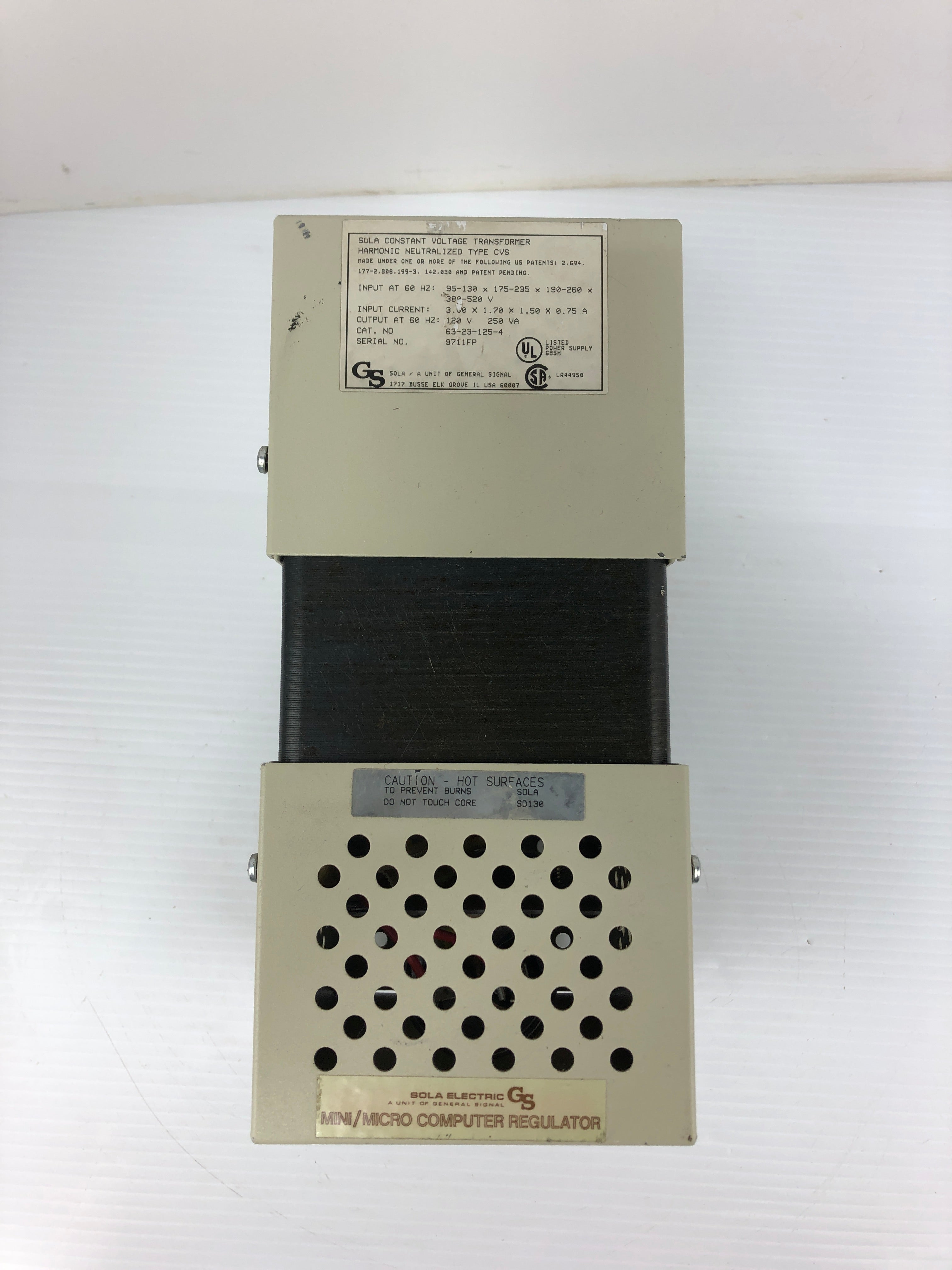 Sola Electric 63-23-125-4 Constant Voltage Transformer 380-520V 3A 60Hz
