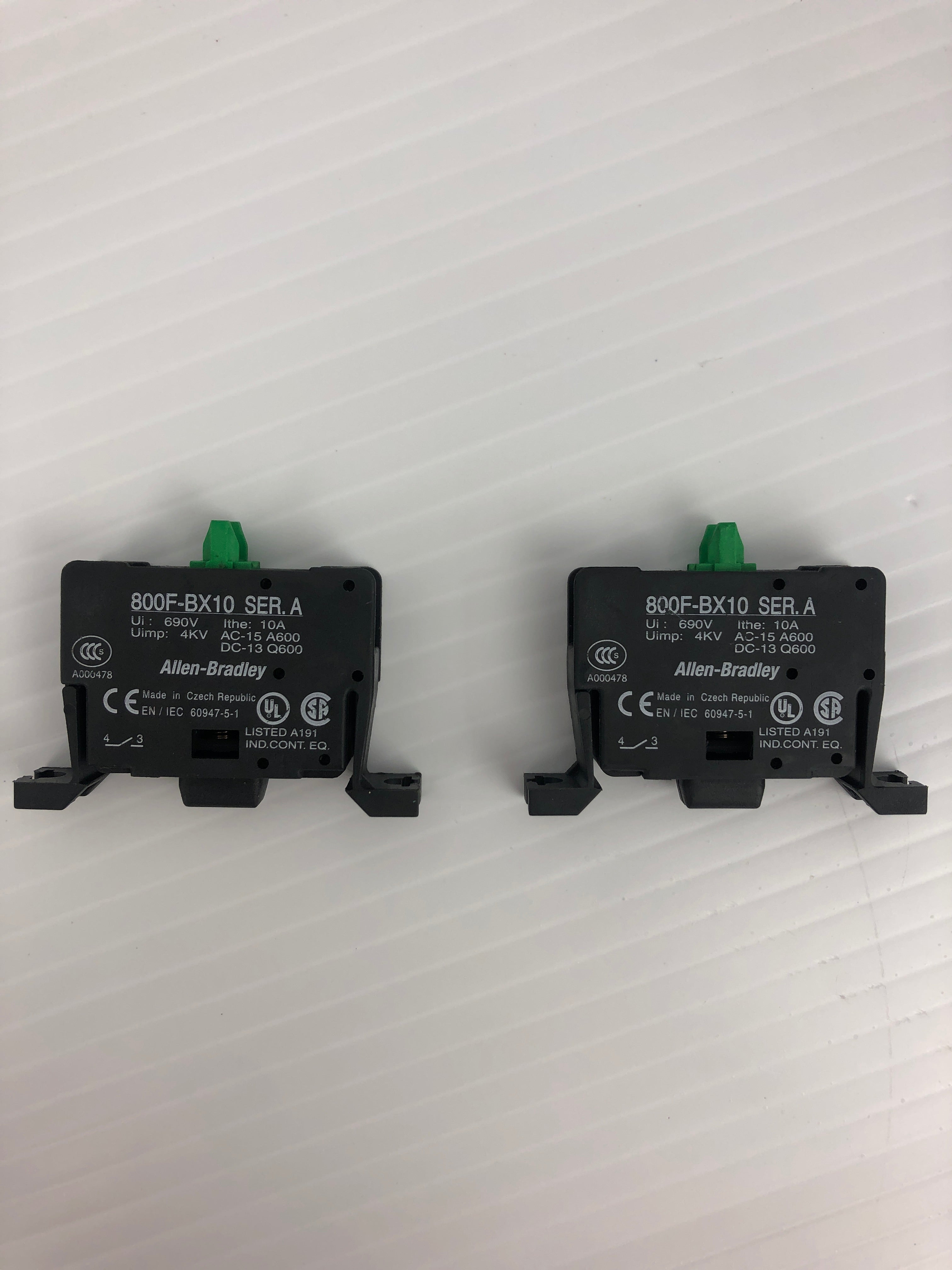 Allen-Bradley 800F-BX10 Contact Block Ser. A 690V 10A 4KV - Lot of 2