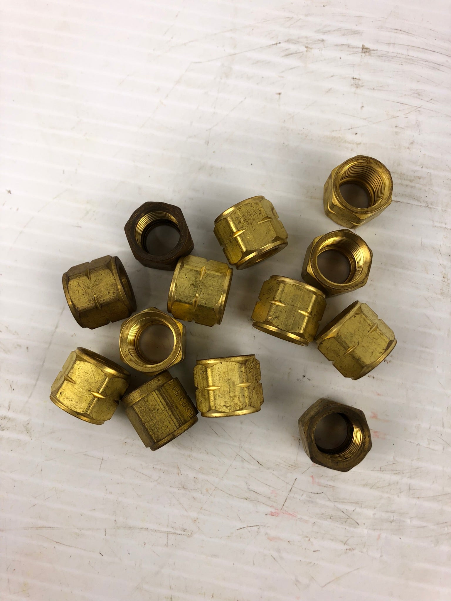 Western Enterprises 5/8" Brass Oxygen Nut - Lot of 13
