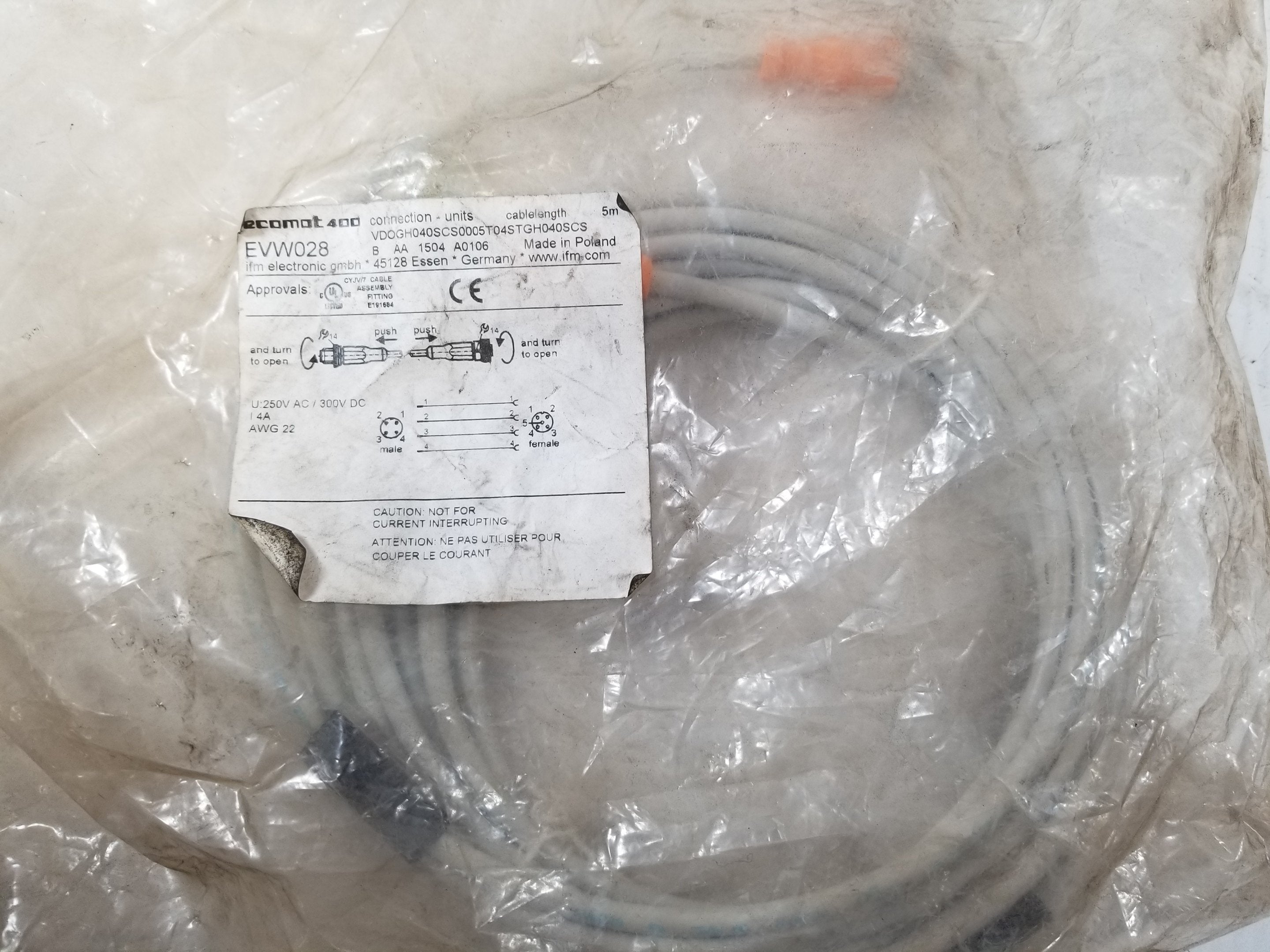 IFM EVW028 4-Wire Cordset